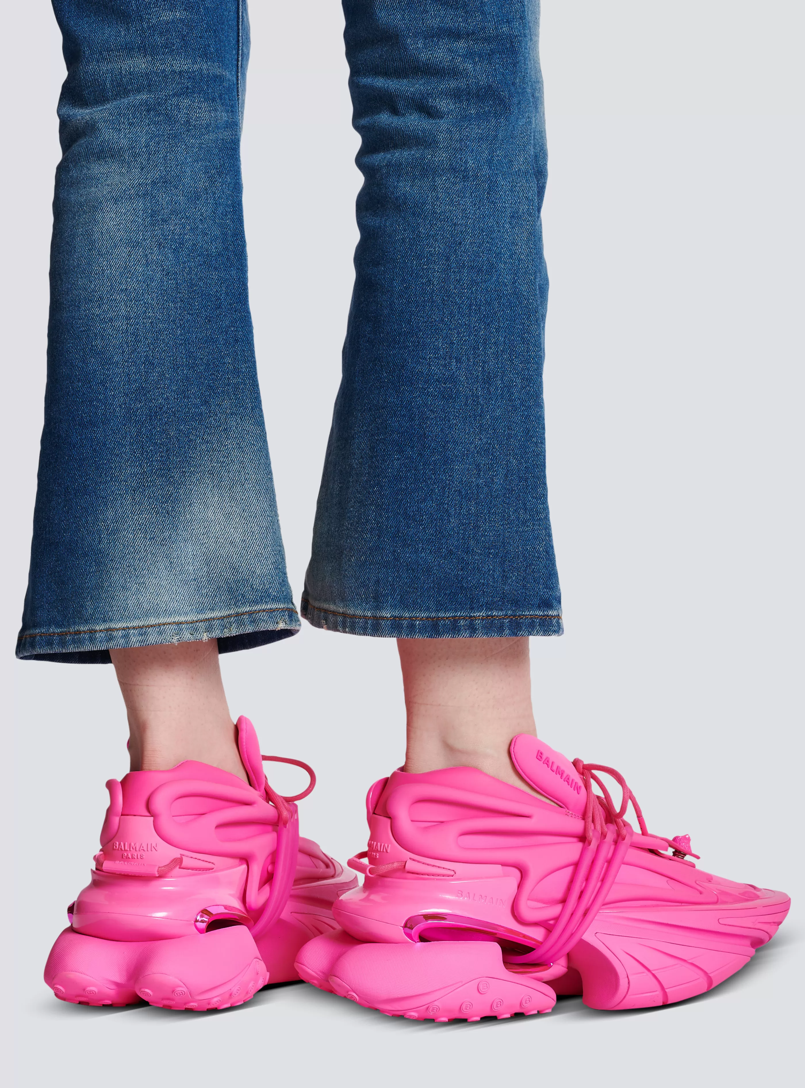 Balmain Unicorn-Unicorn Trainers In Neoprene And Rubberised Leather pink