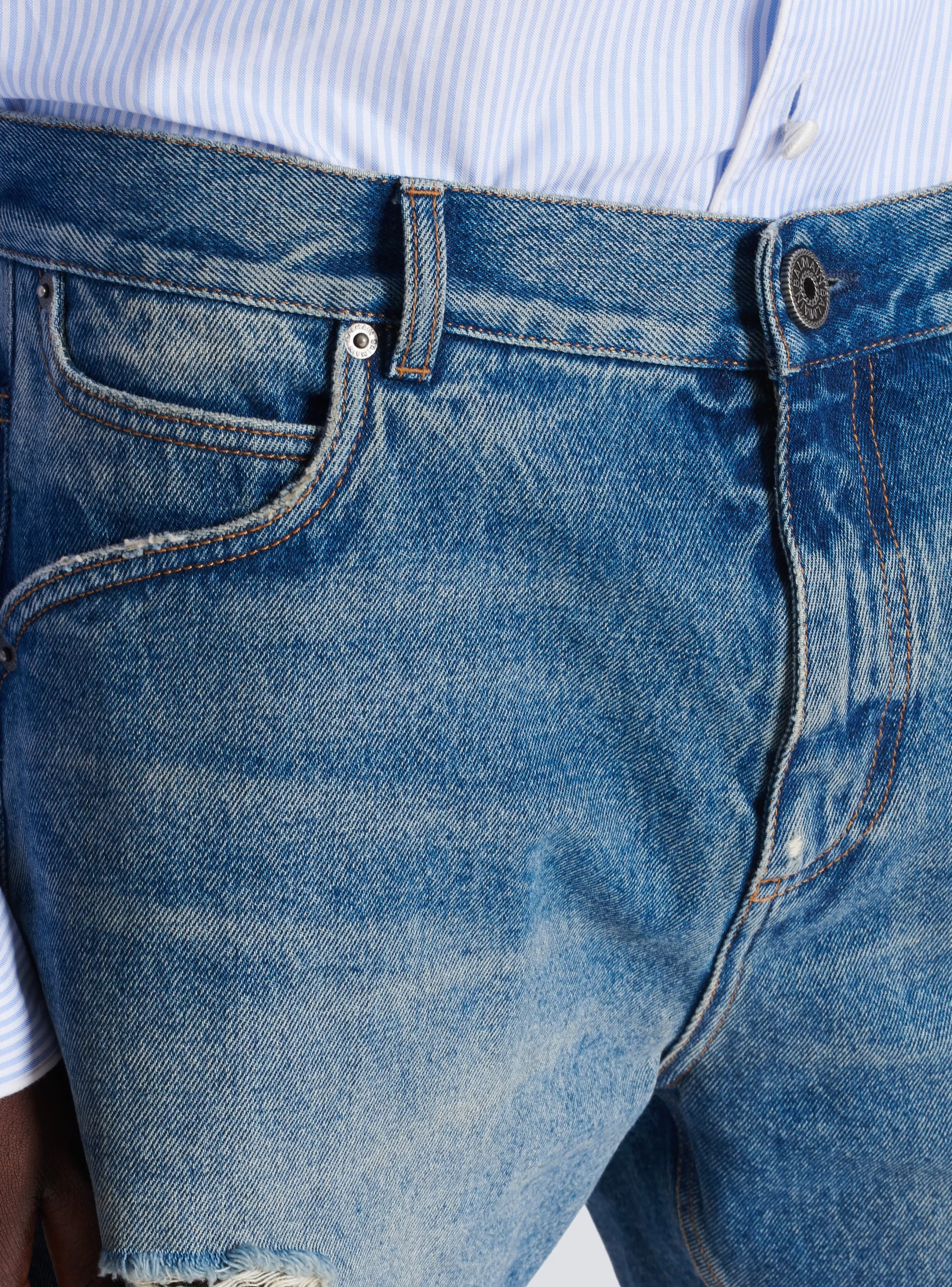 Balmain Pantaloni E Pantaloncini | Denim-Unisex Shorts In Vintage Wash Denim blue