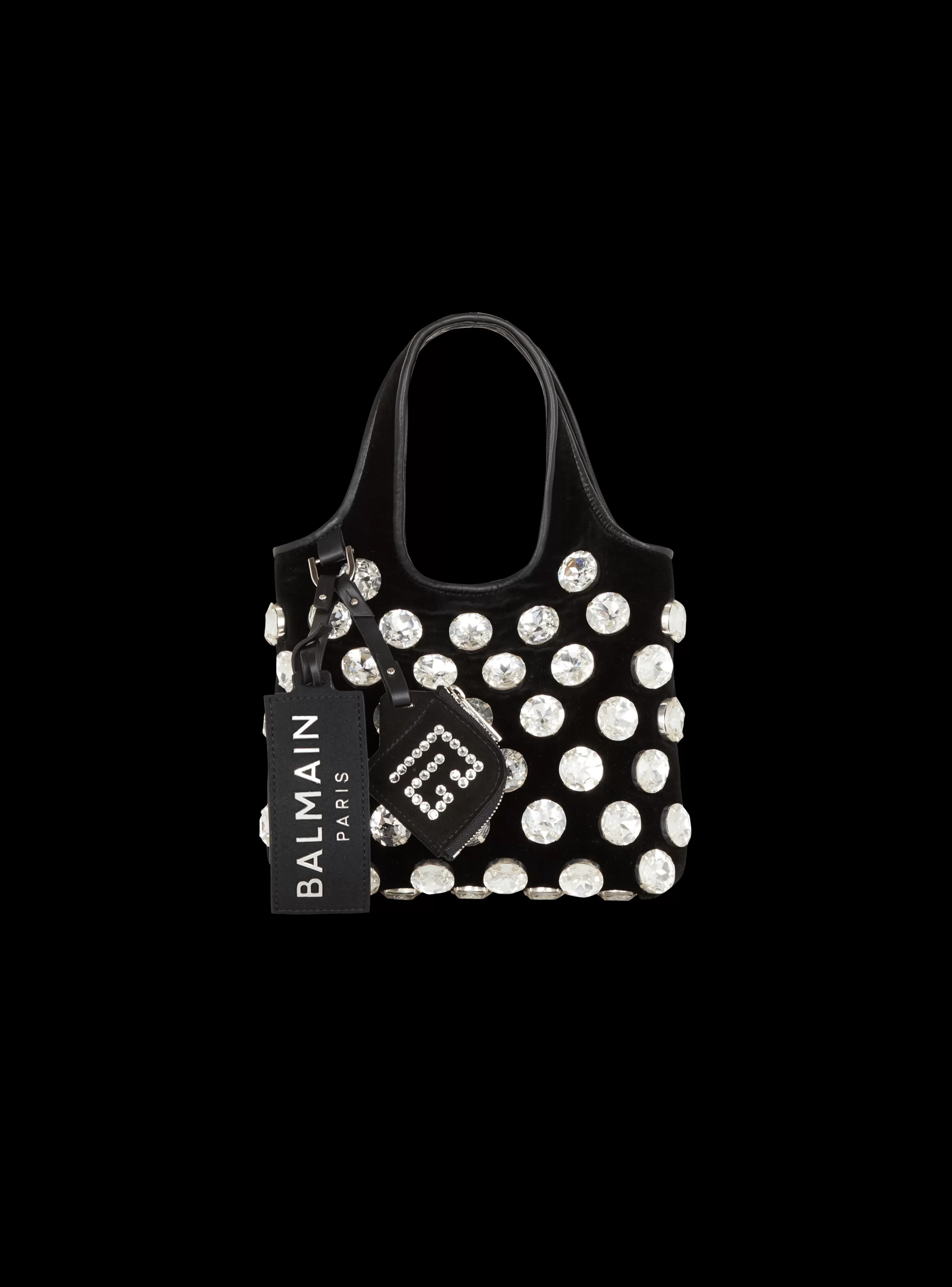Balmain Shopper | Borse-Velvet And Crystal Grocery Bag black
