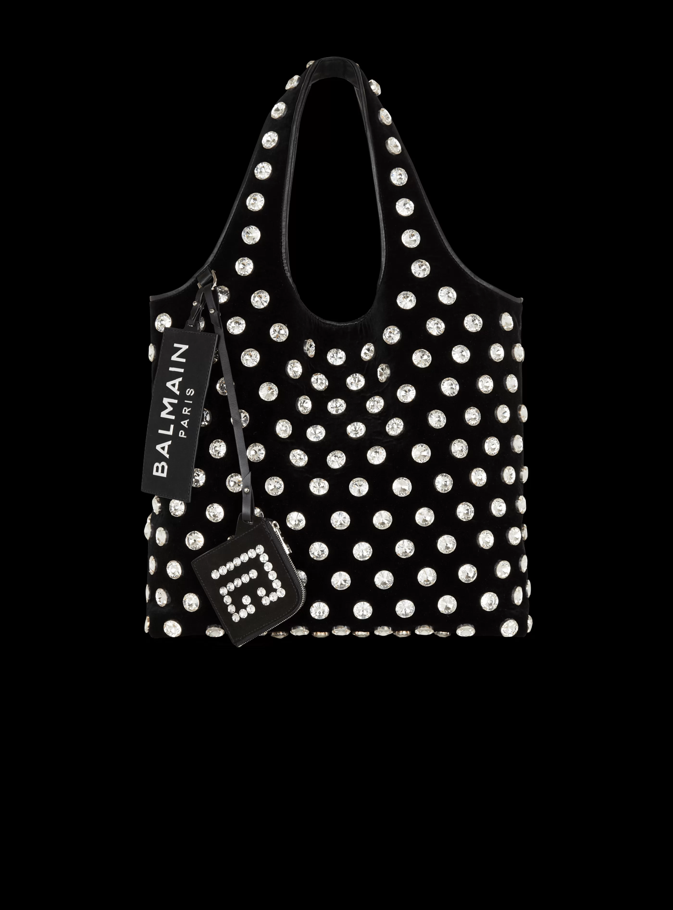 Balmain Shopper | Borse-Velvet And Crystal Grocery Bag black