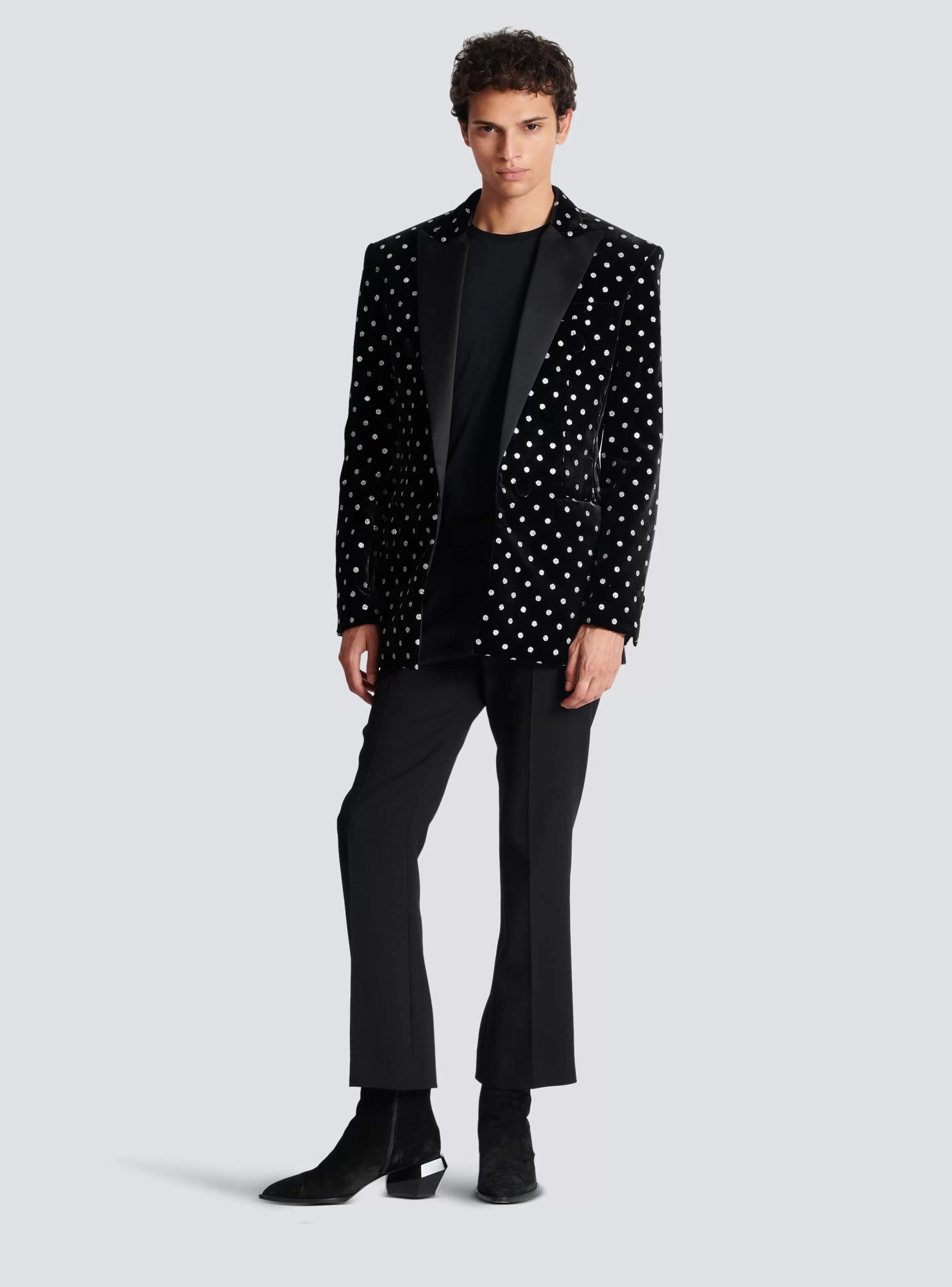 Balmain Giacche E Blazers-Velvet Jacket With Glitter Dots silver