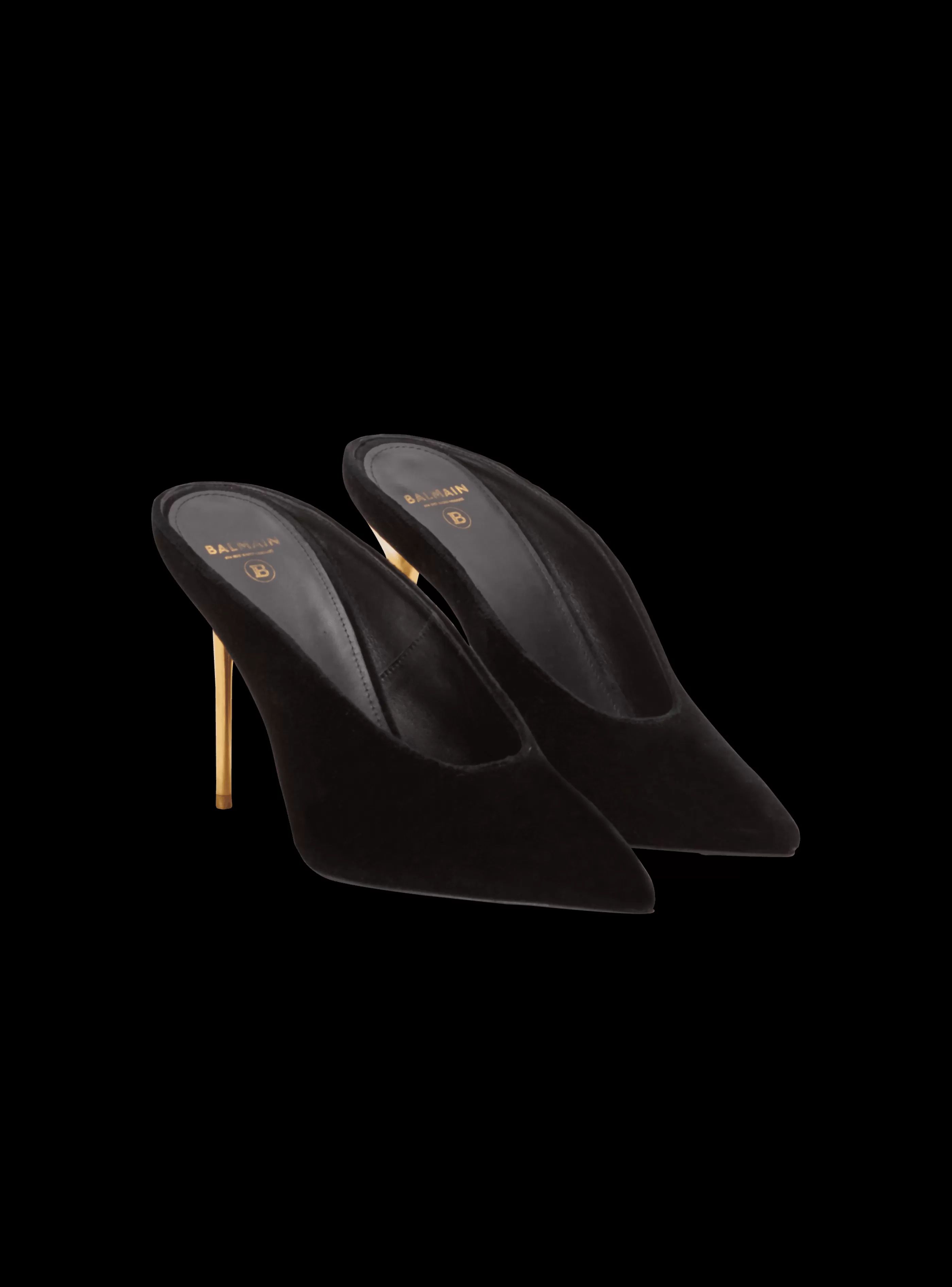 Balmain Scarpe Col Tacco Alto-Velvet Ruby Mules black