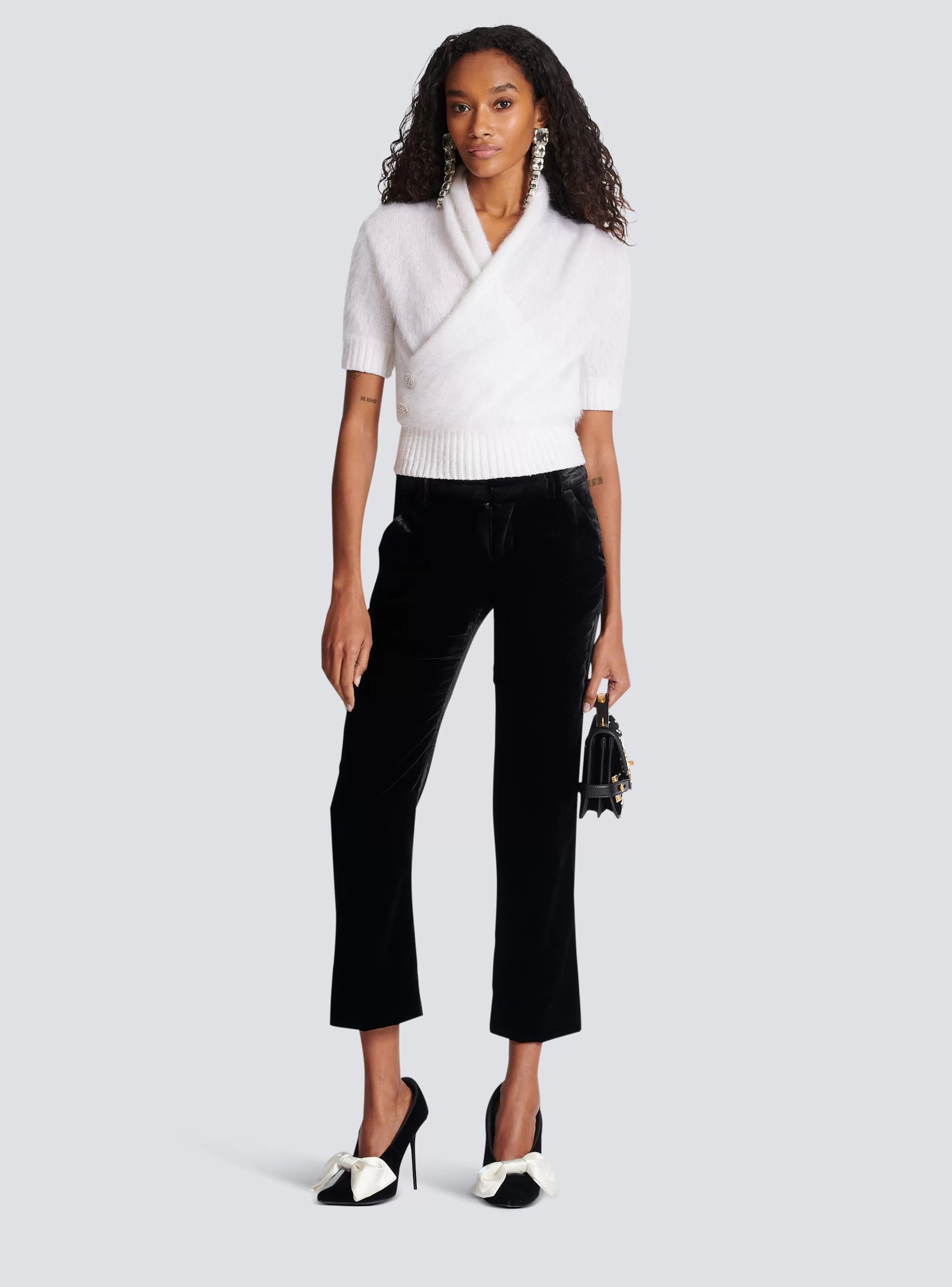 Balmain Pantaloni E Pantaloncini-Velvet Trousers black