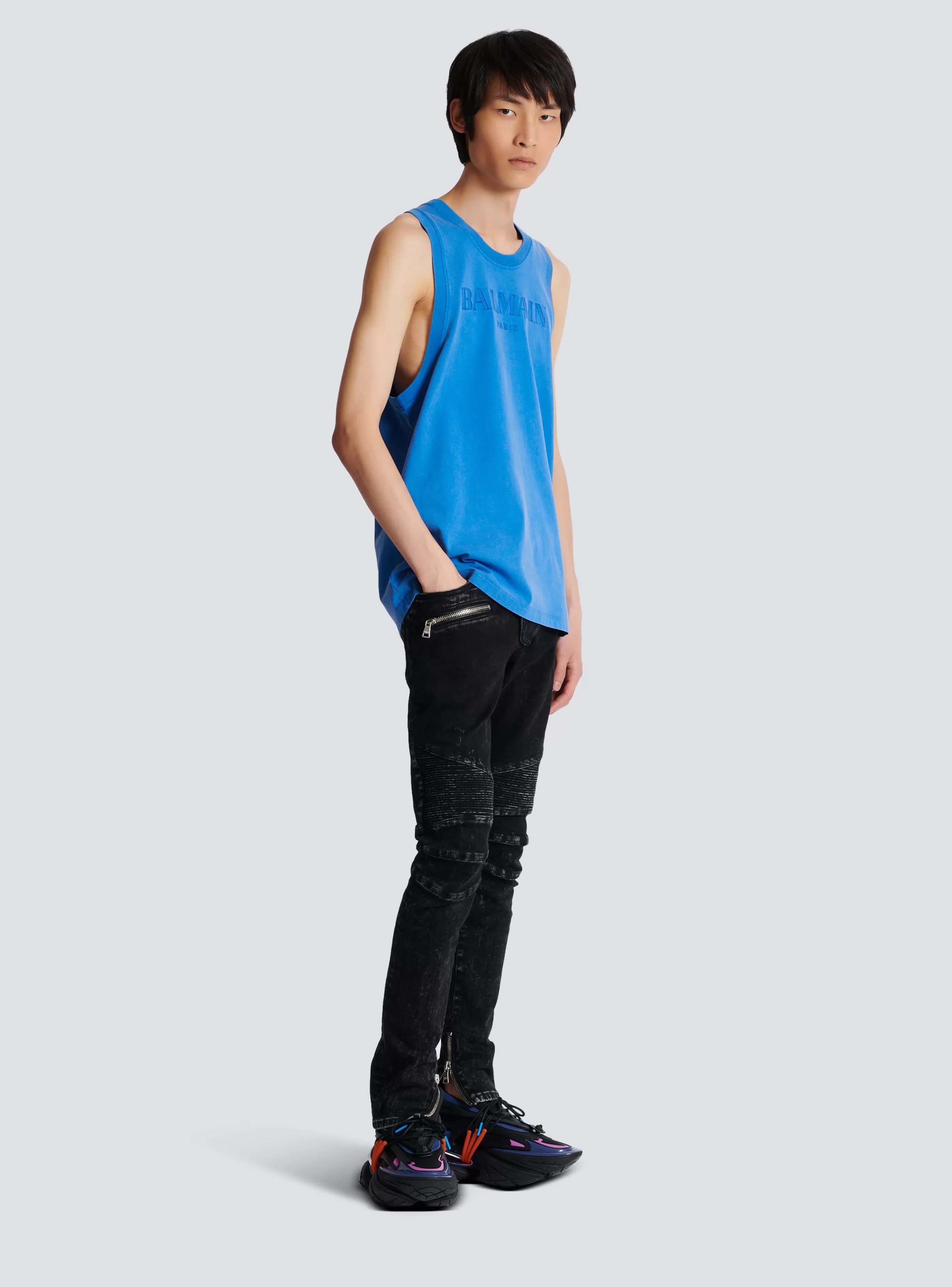 Balmain Abbigliamento Sportivo | T-Shirts-Vintage Embroidered Tank Top navy