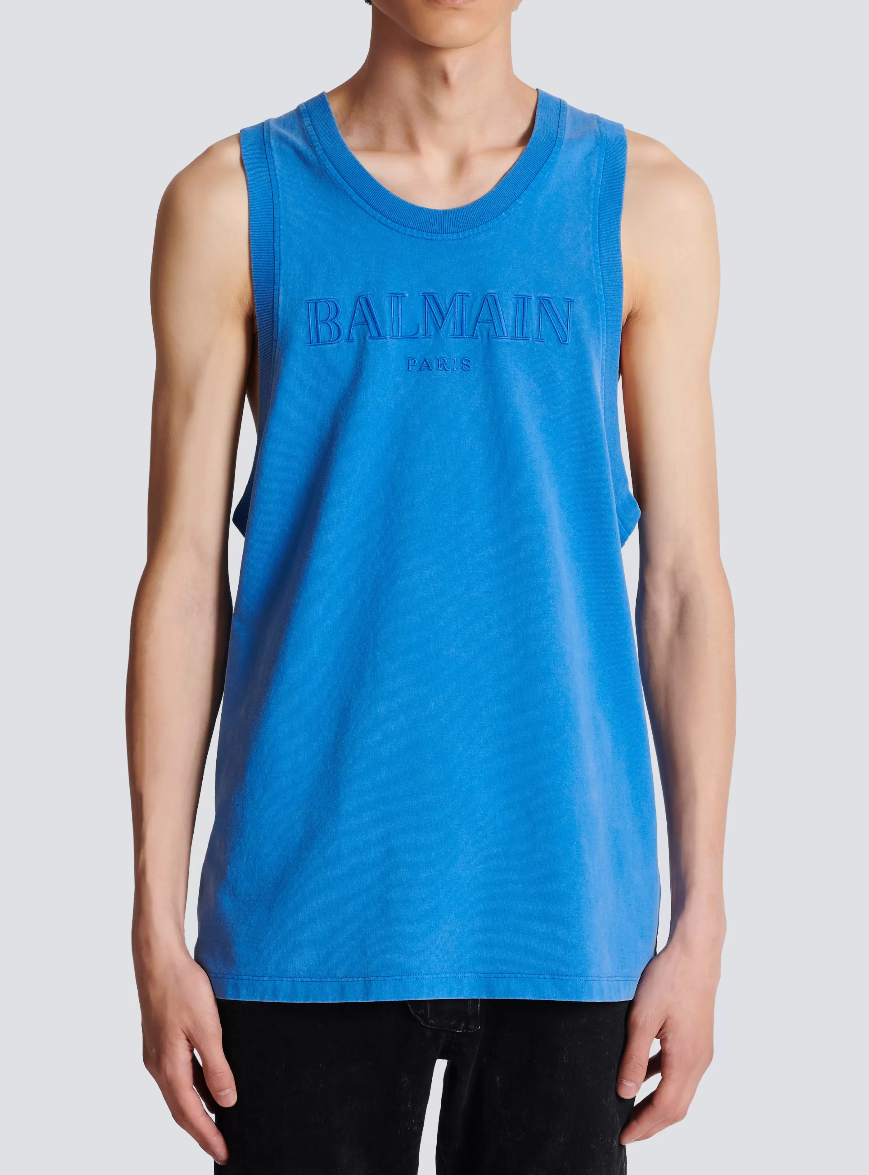 Balmain Abbigliamento Sportivo | T-Shirts-Vintage Embroidered Tank Top navy