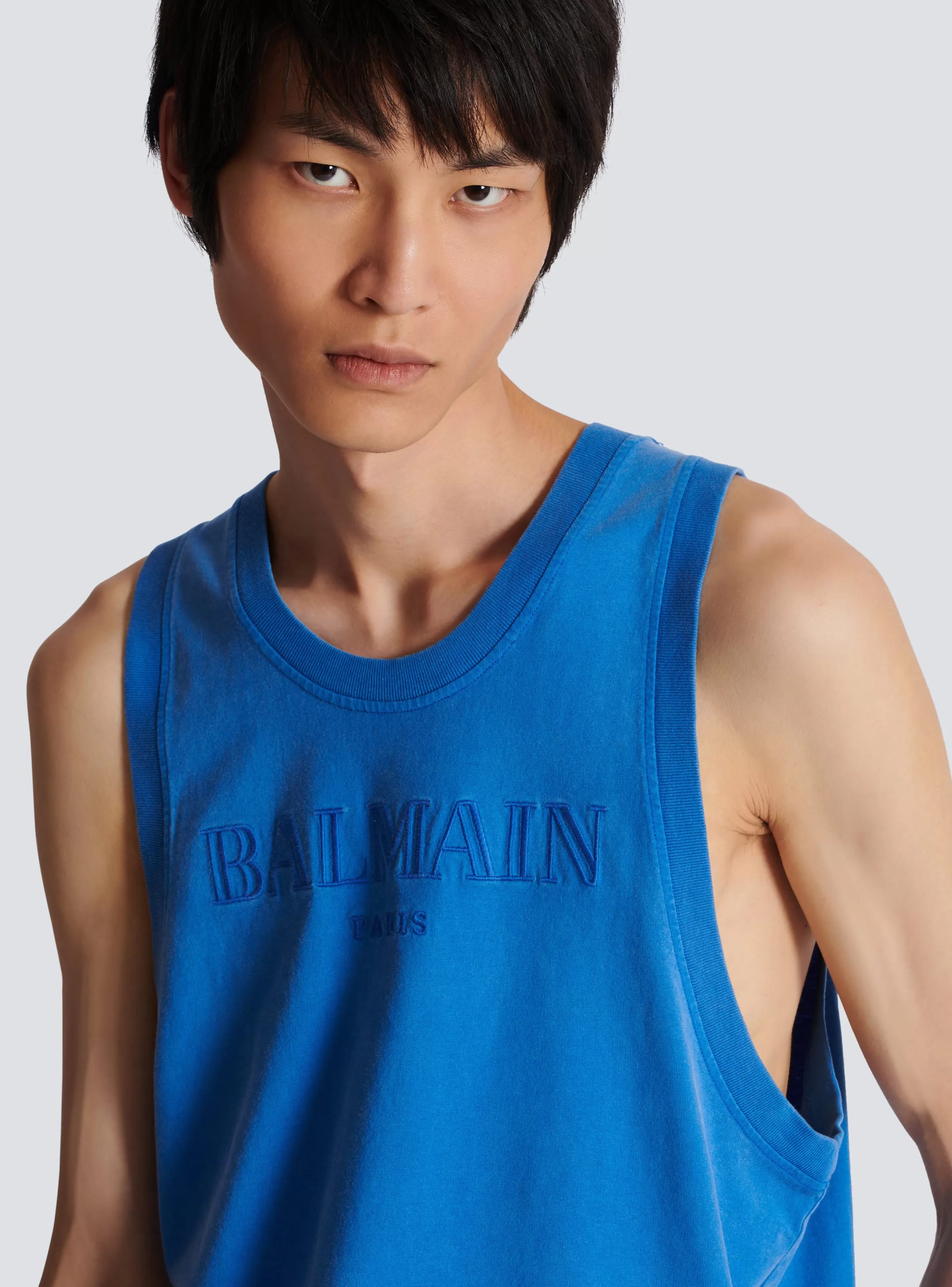 Balmain Abbigliamento Sportivo | T-Shirts-Vintage Embroidered Tank Top navy