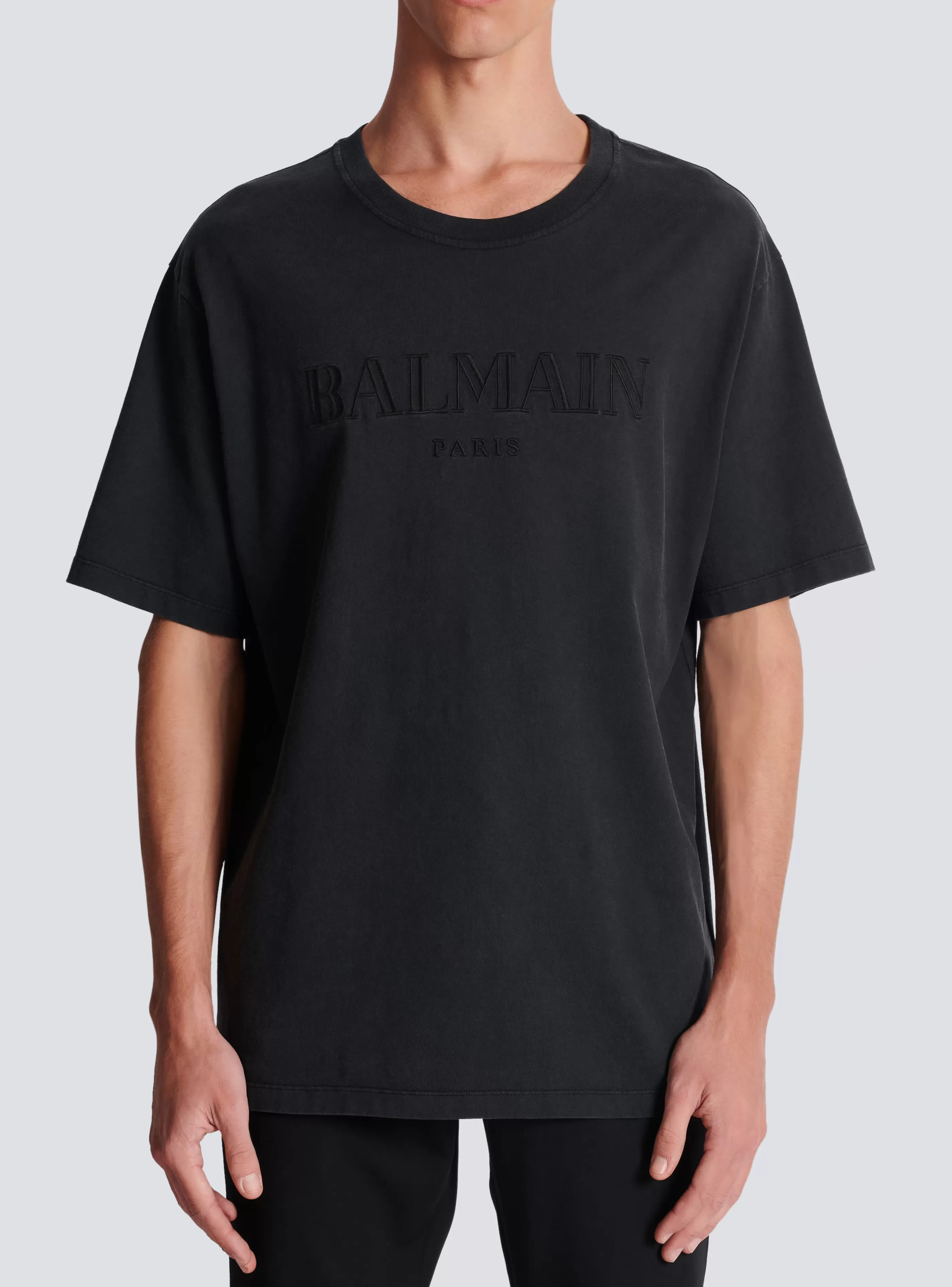 Balmain T-Shirts | Abbigliamento Sportivo-Vintage Embroidered T-shirt grey