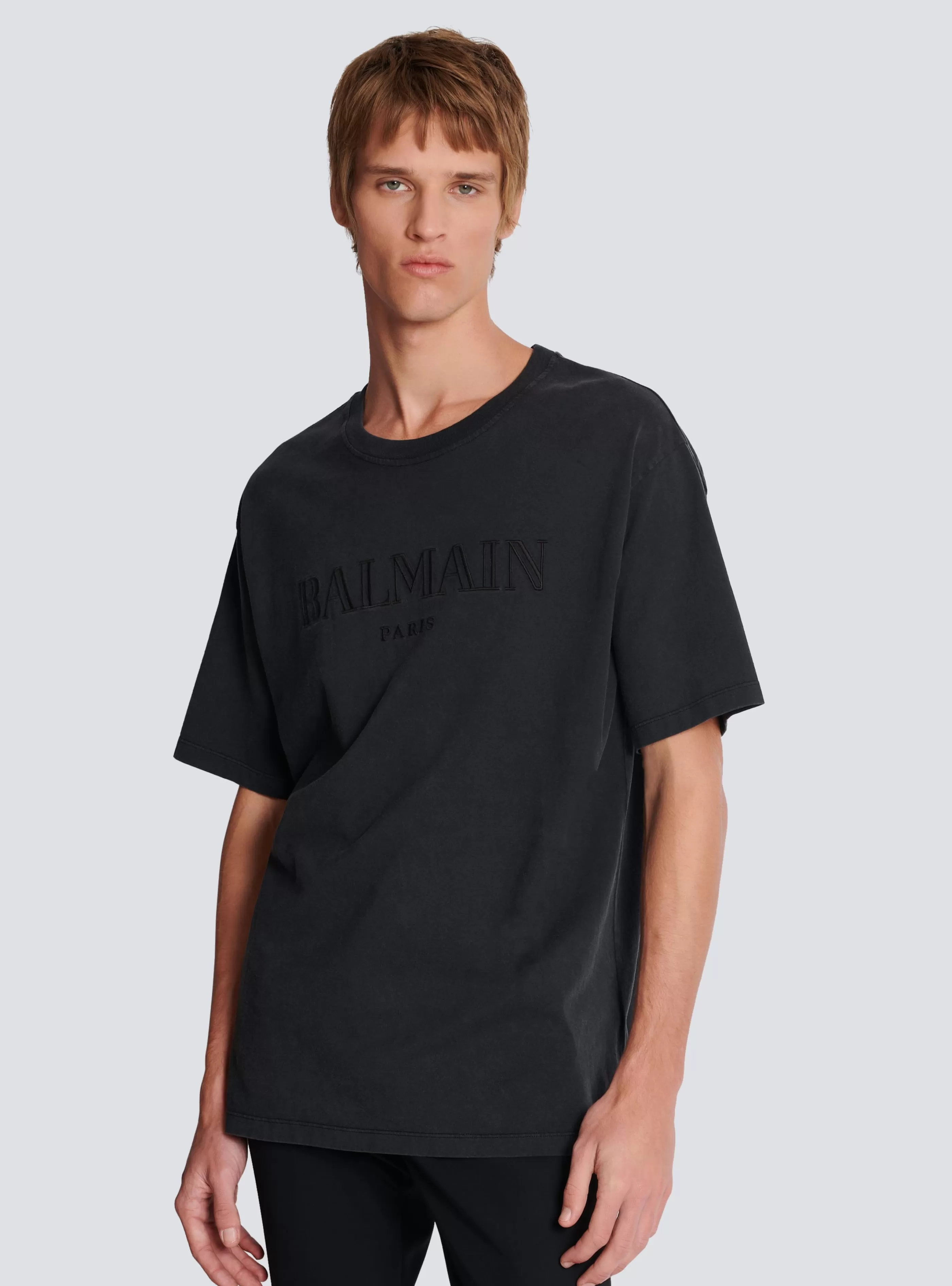 Balmain T-Shirts | Abbigliamento Sportivo-Vintage Embroidered T-shirt grey