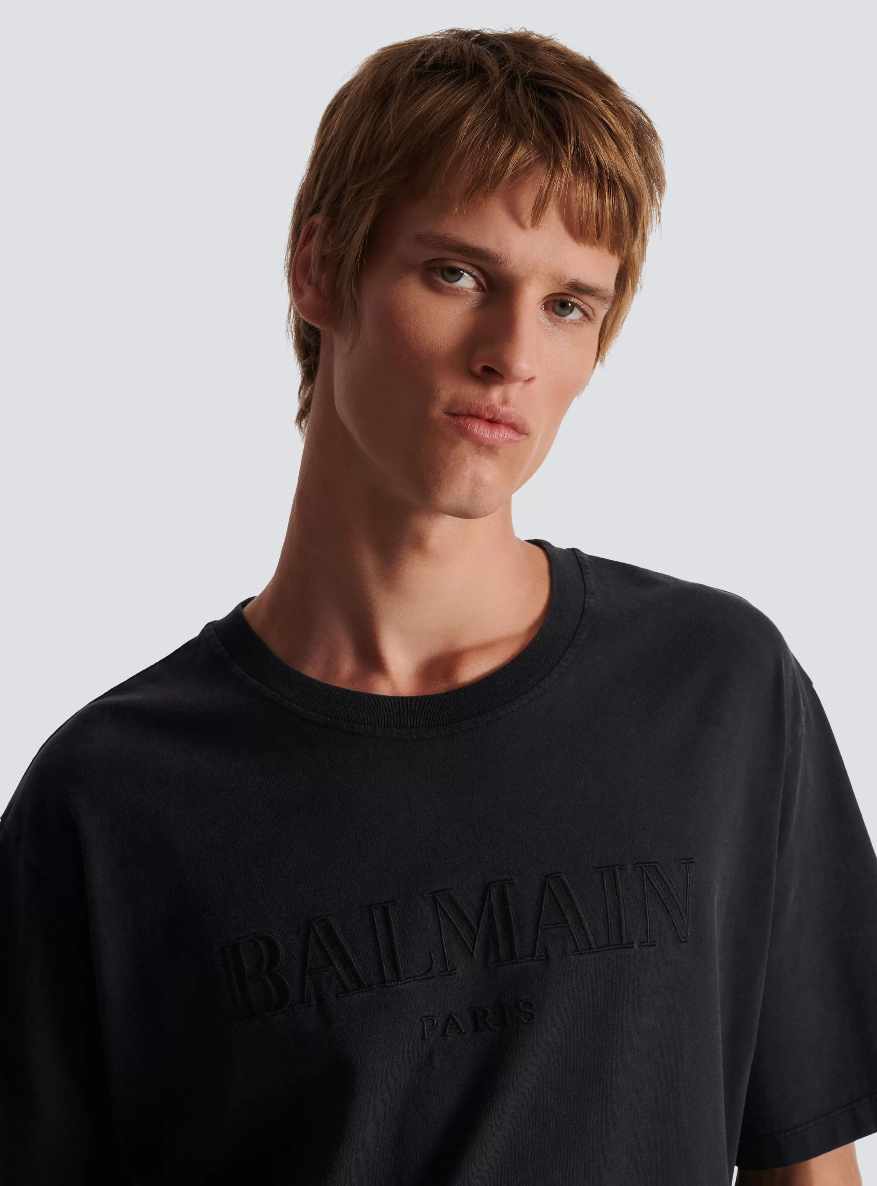 Balmain T-Shirts | Abbigliamento Sportivo-Vintage Embroidered T-shirt grey