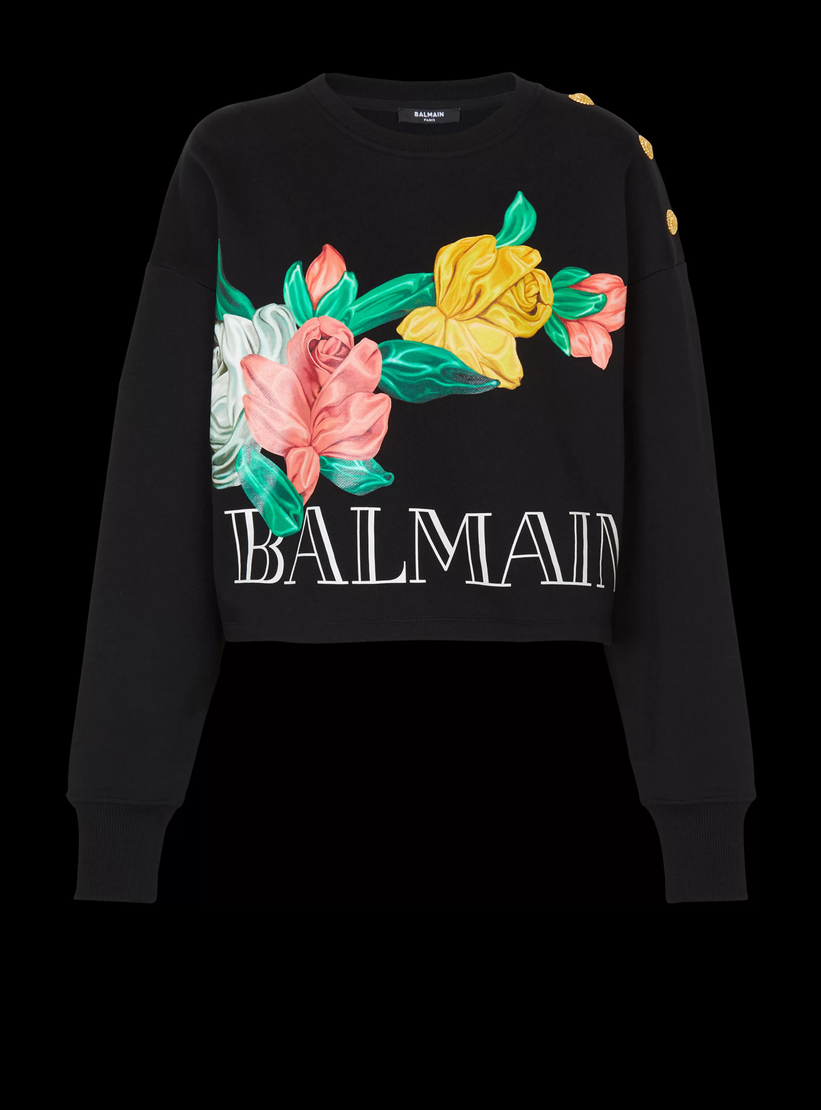Balmain Felpe-Vintage Sweatshirt With Roses Print black