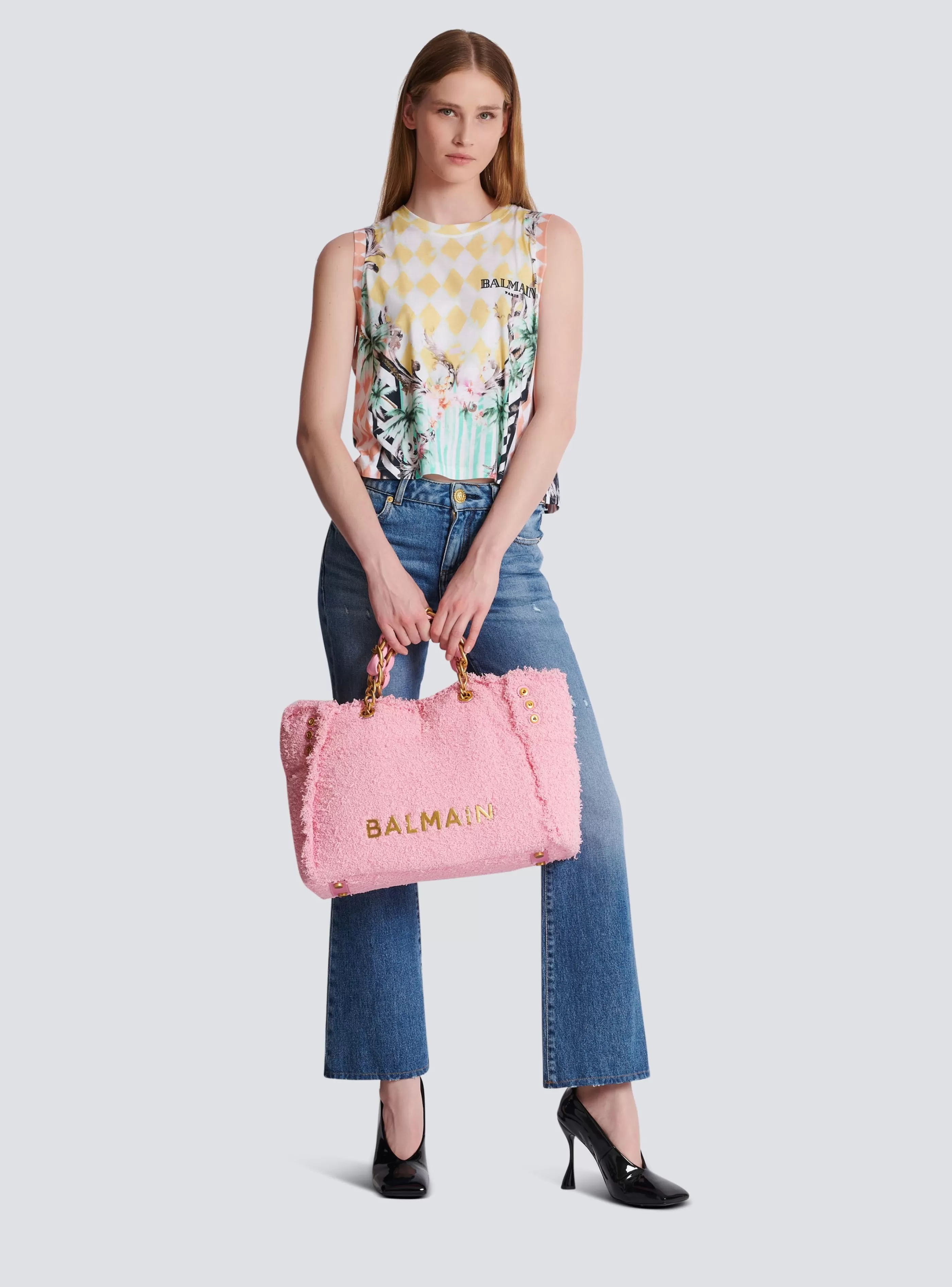Balmain T-Shirt-Vintage Tank Top With Baroque Print multicolor