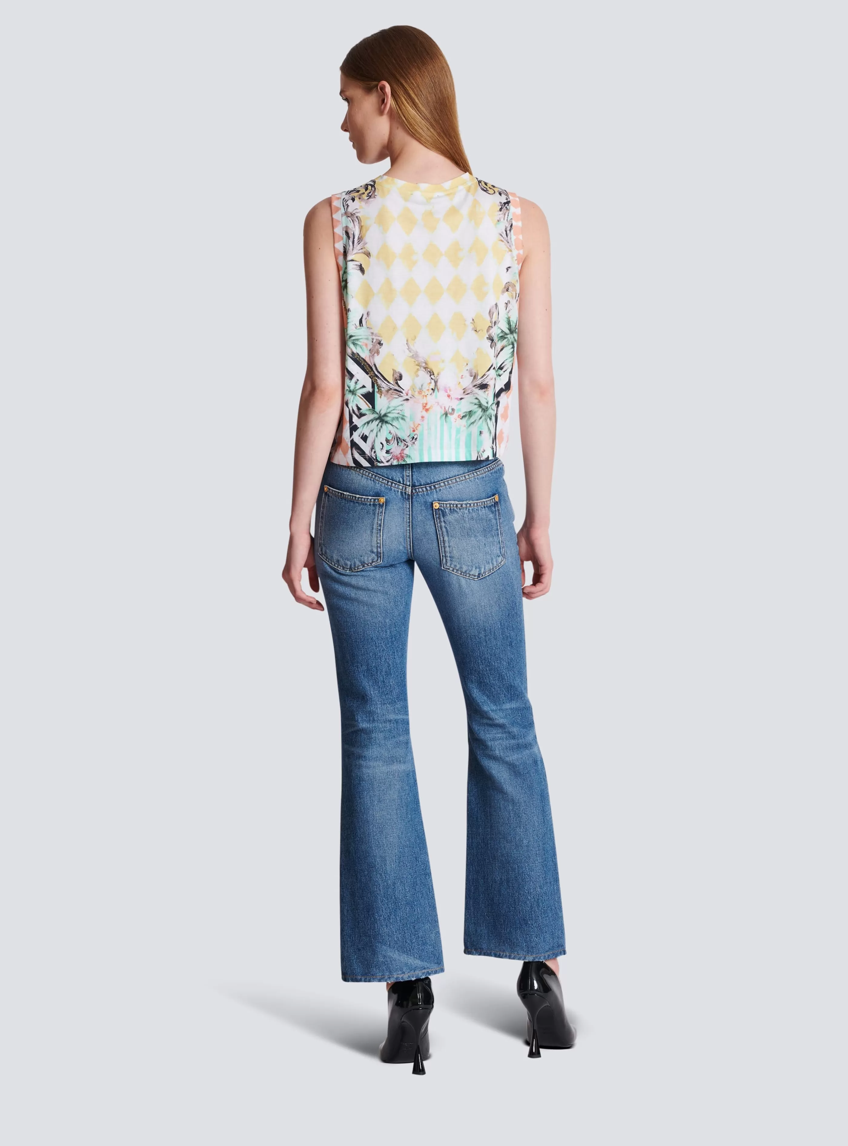 Balmain T-Shirt-Vintage Tank Top With Baroque Print multicolor