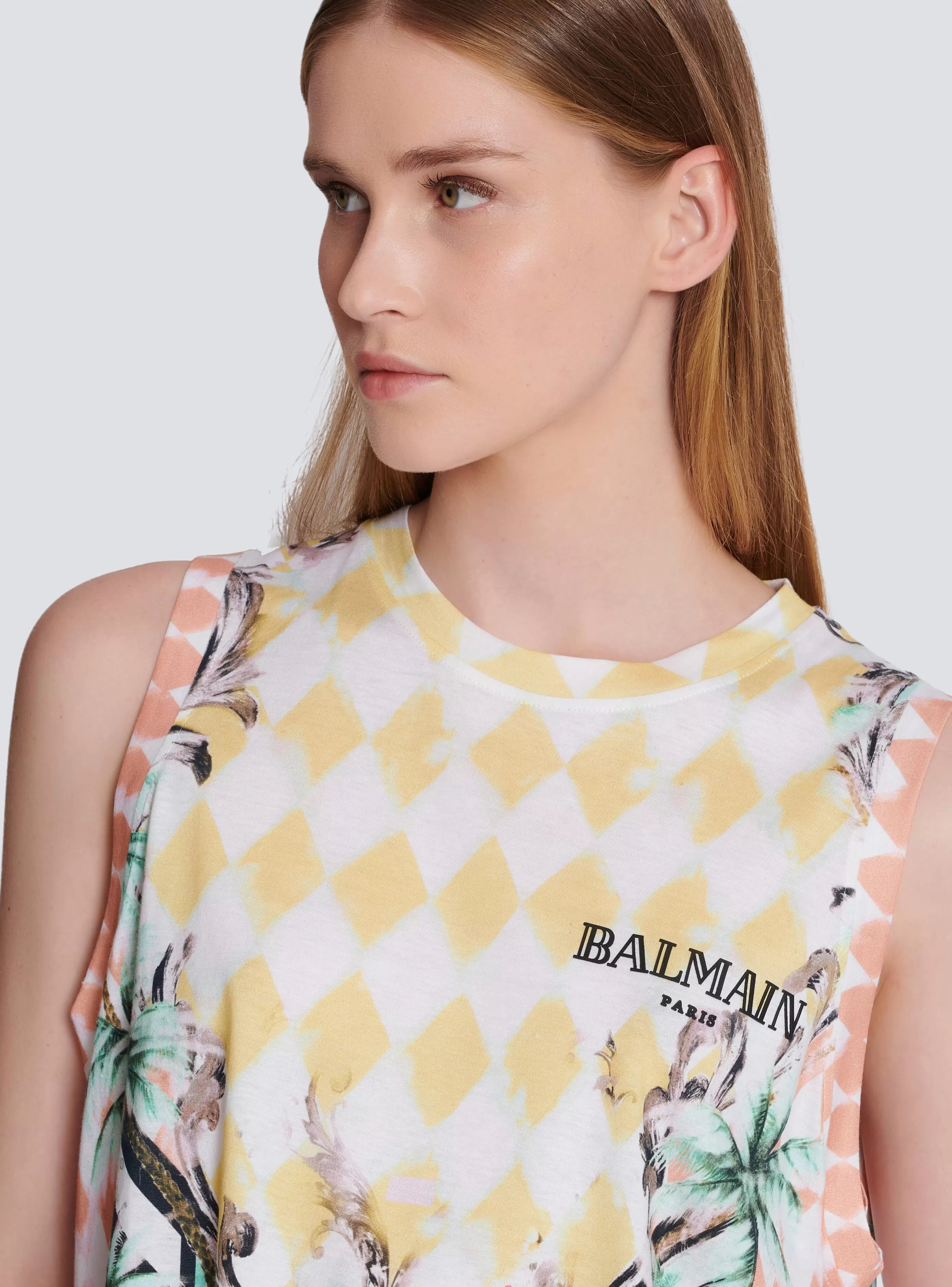Balmain T-Shirt-Vintage Tank Top With Baroque Print multicolor