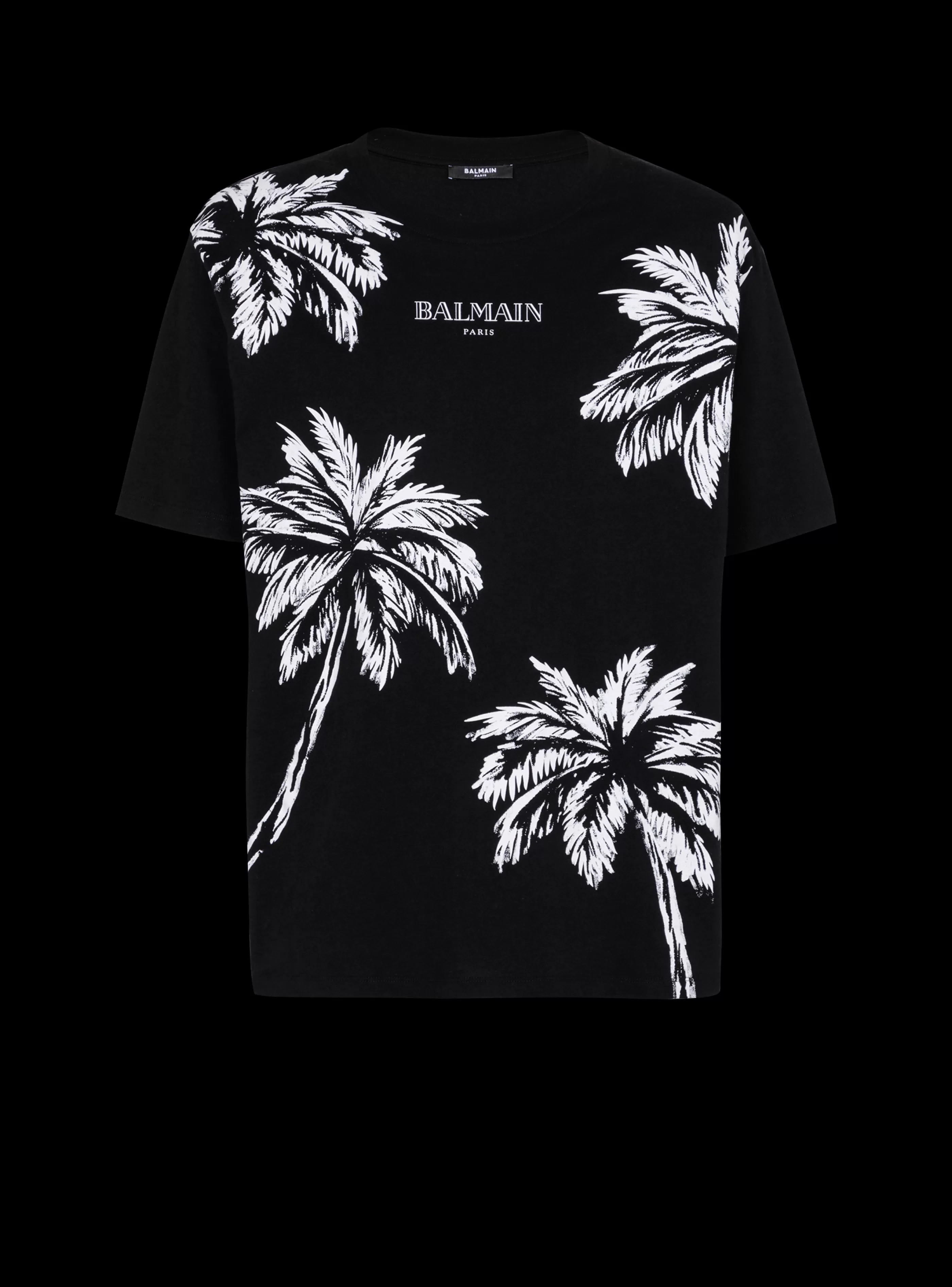 Balmain T-Shirts-Vintage T-shirt With Palm Tree Print black