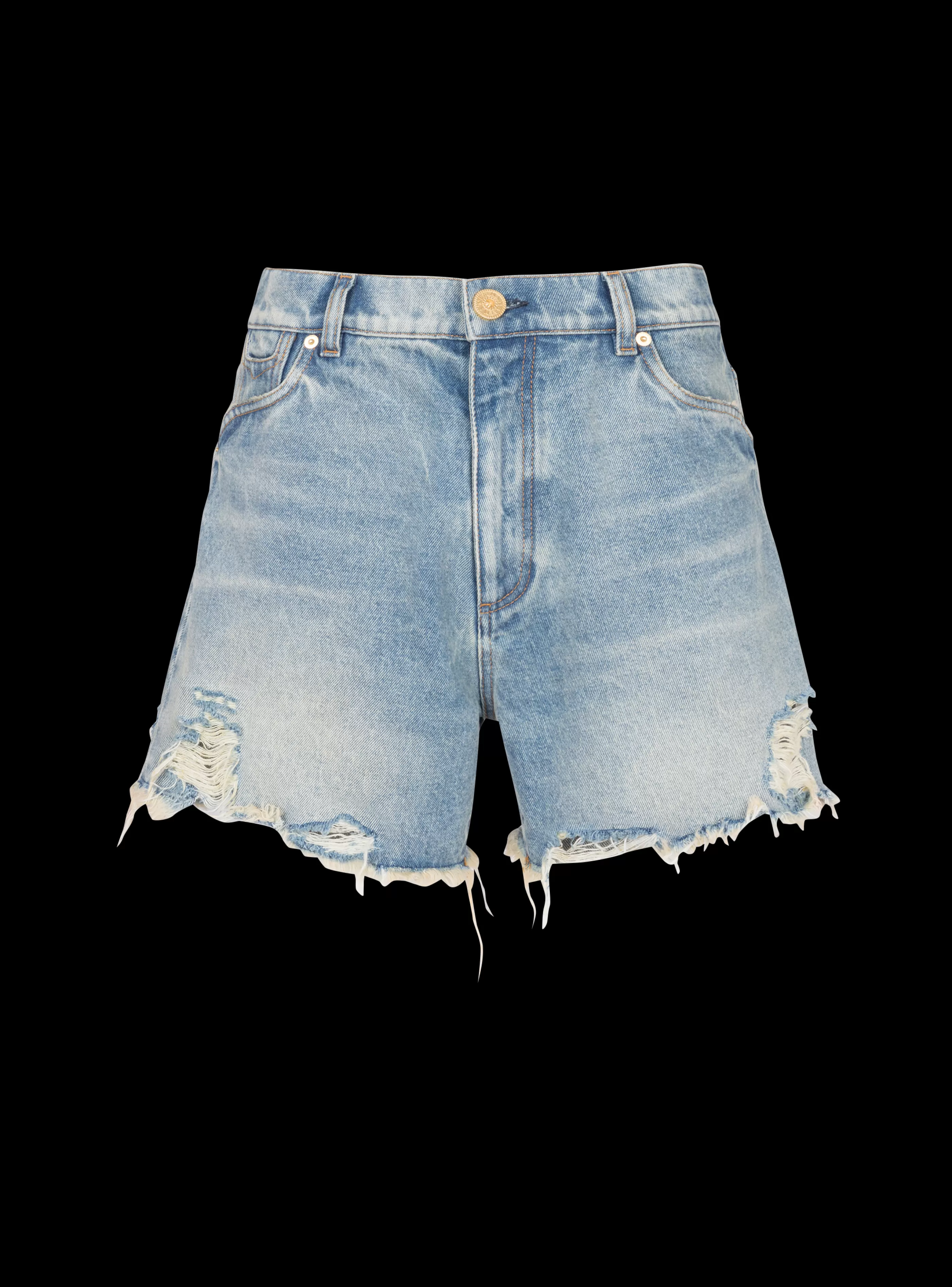 Balmain Denim-Vintage Denim Shorts blue