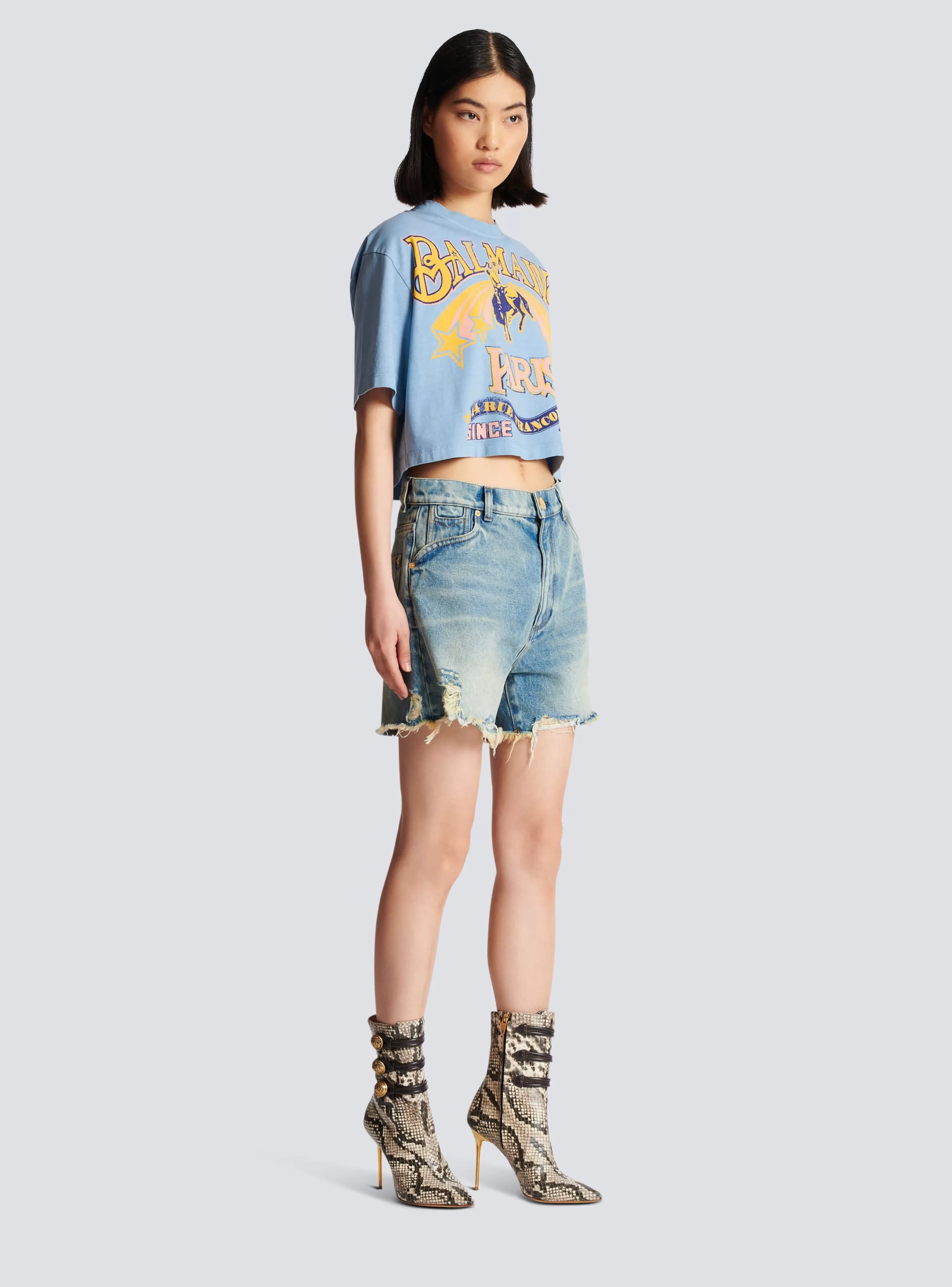 Balmain Denim-Vintage Denim Shorts blue