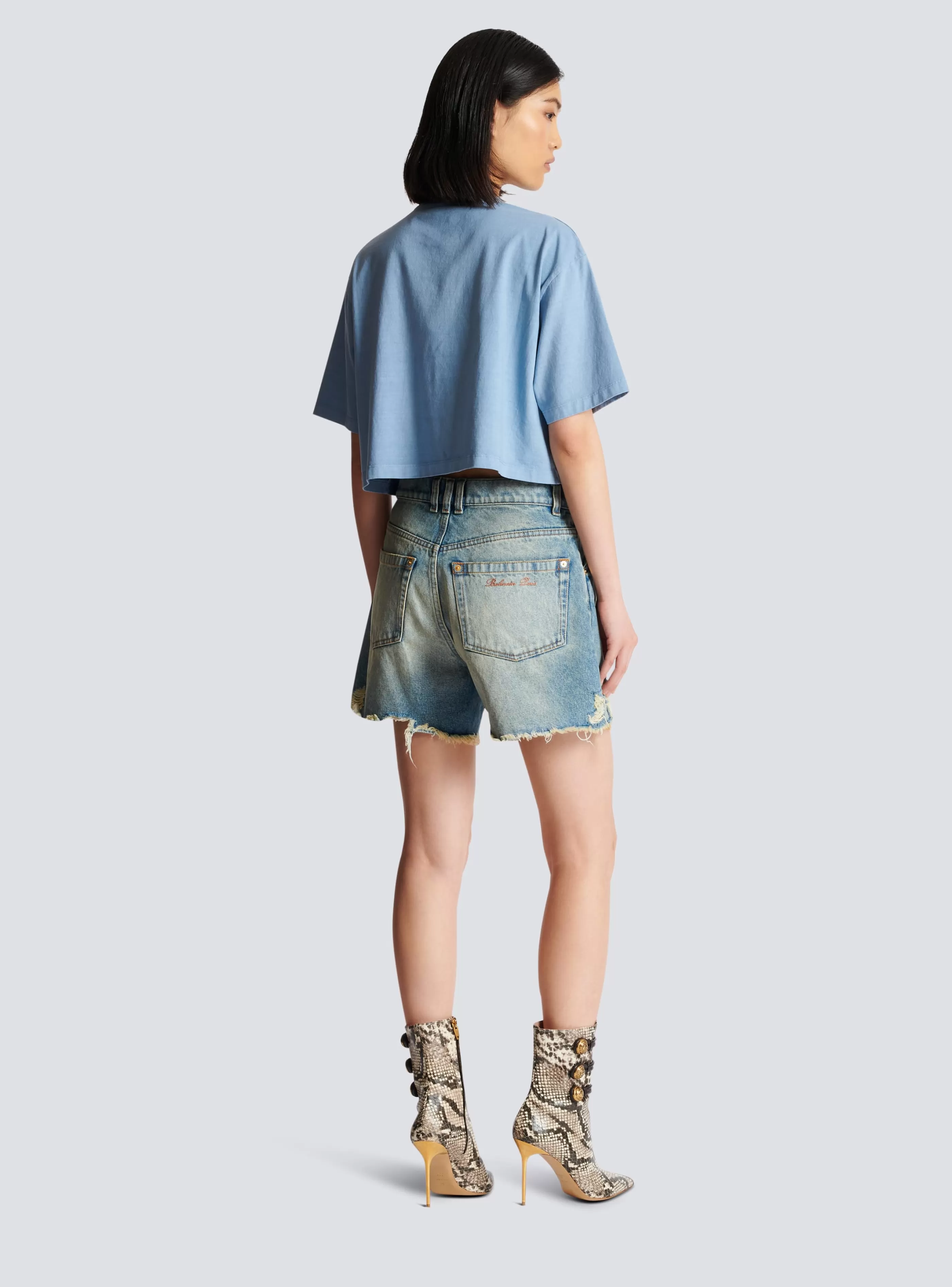 Balmain Denim-Vintage Denim Shorts blue