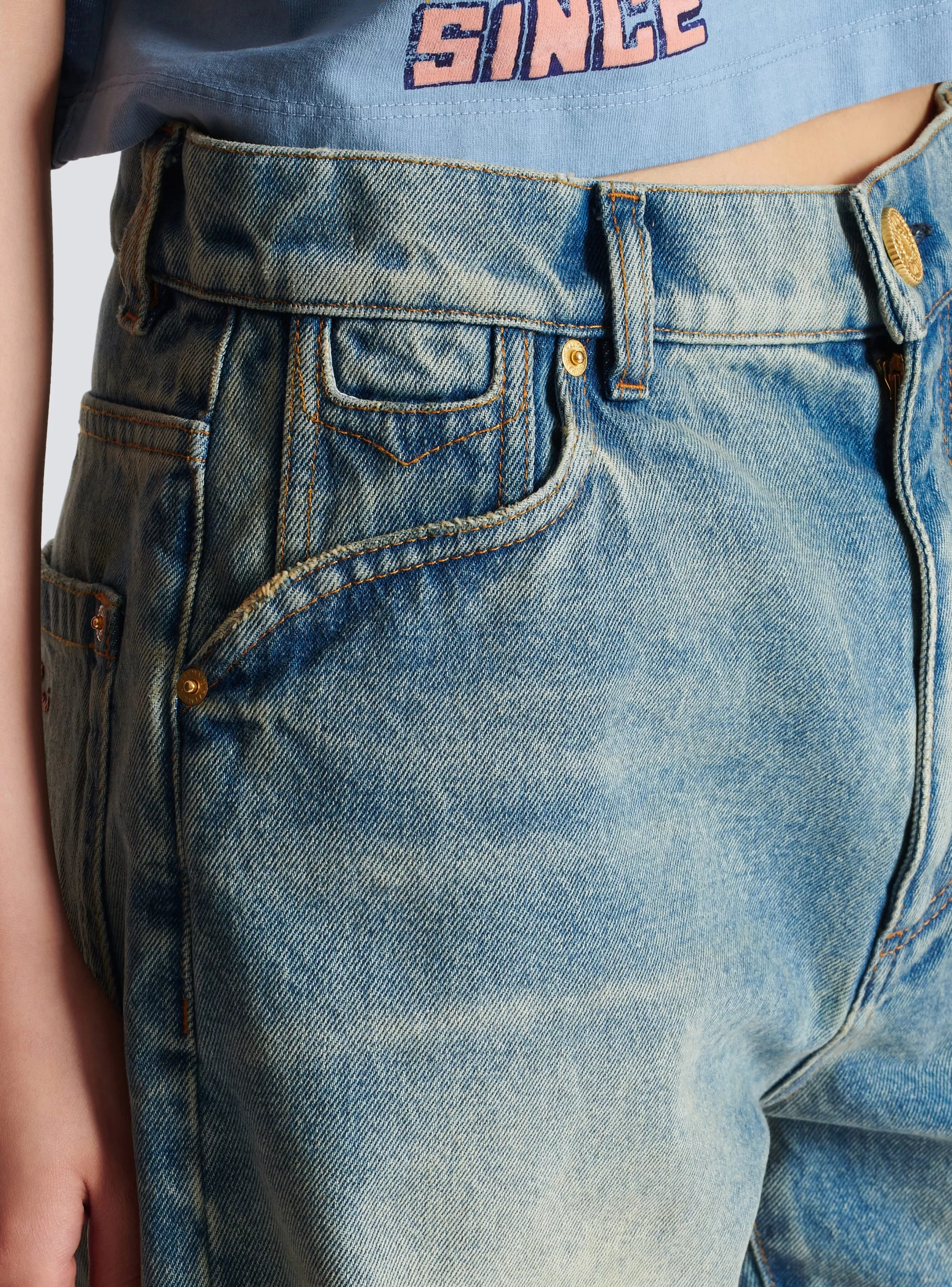 Balmain Denim-Vintage Denim Shorts blue