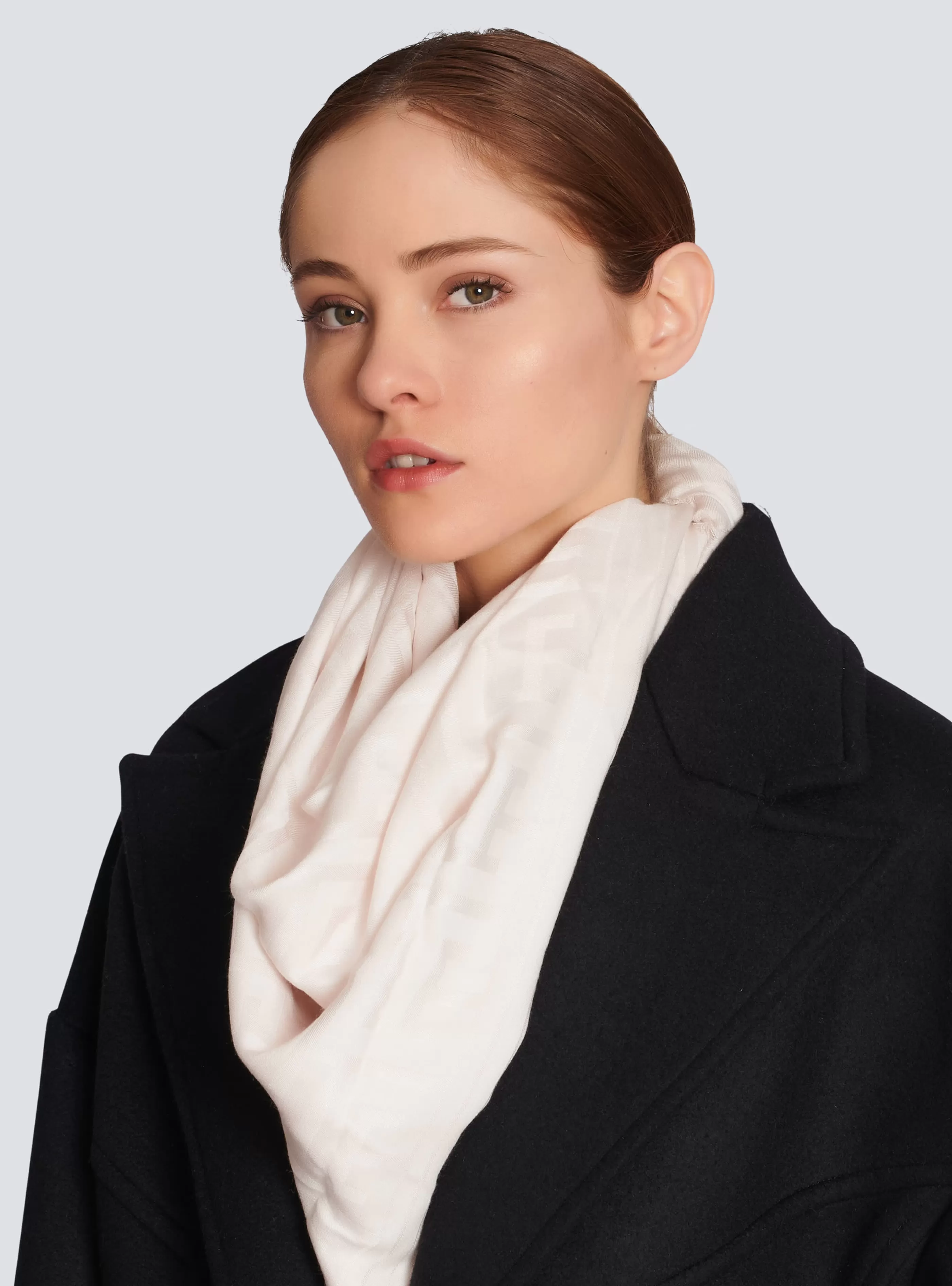 Balmain Sciarpe-Viscose Scarf With Monogram Pattern pink