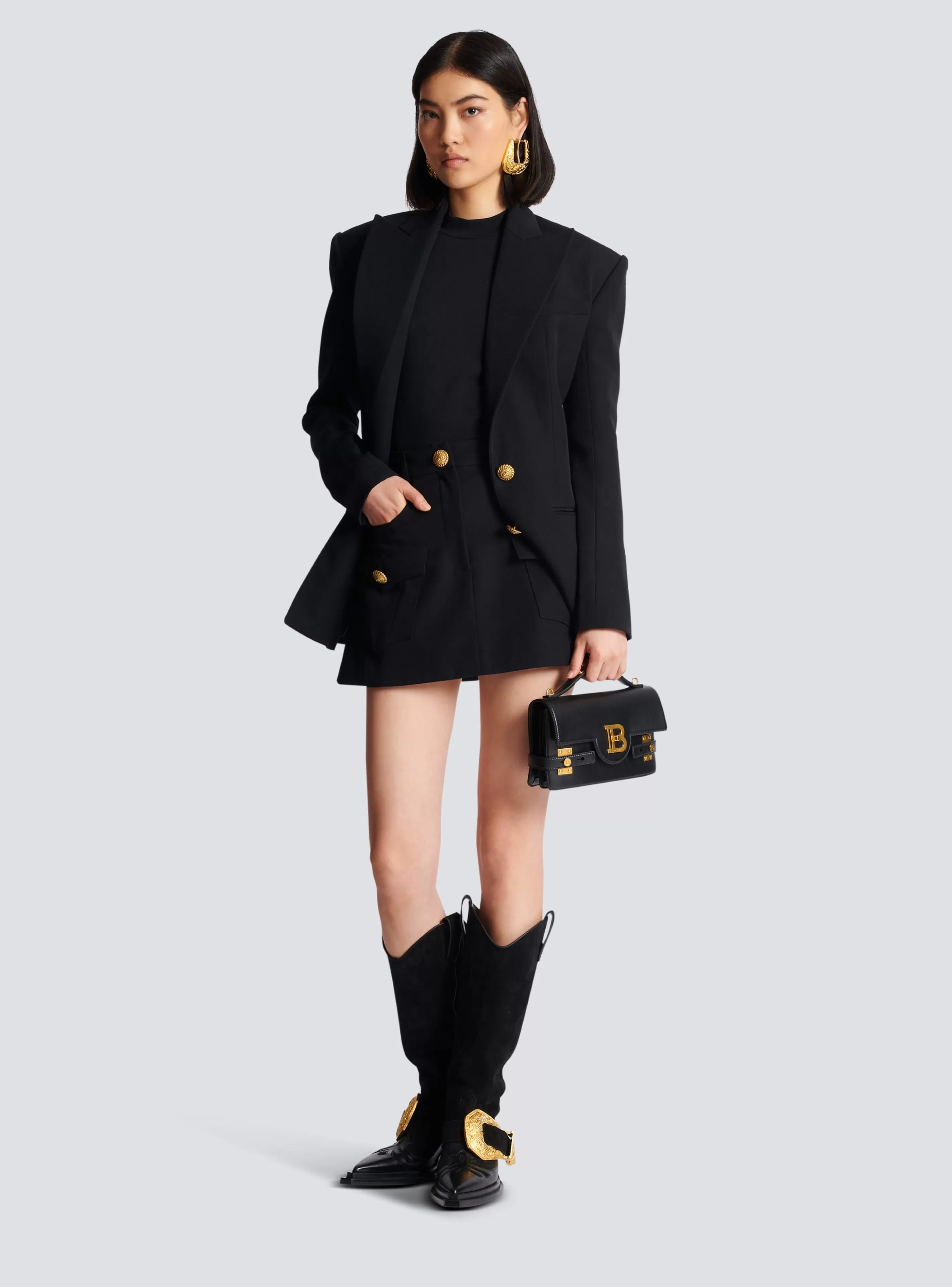 Balmain Gonne-Western A-line Skirt black