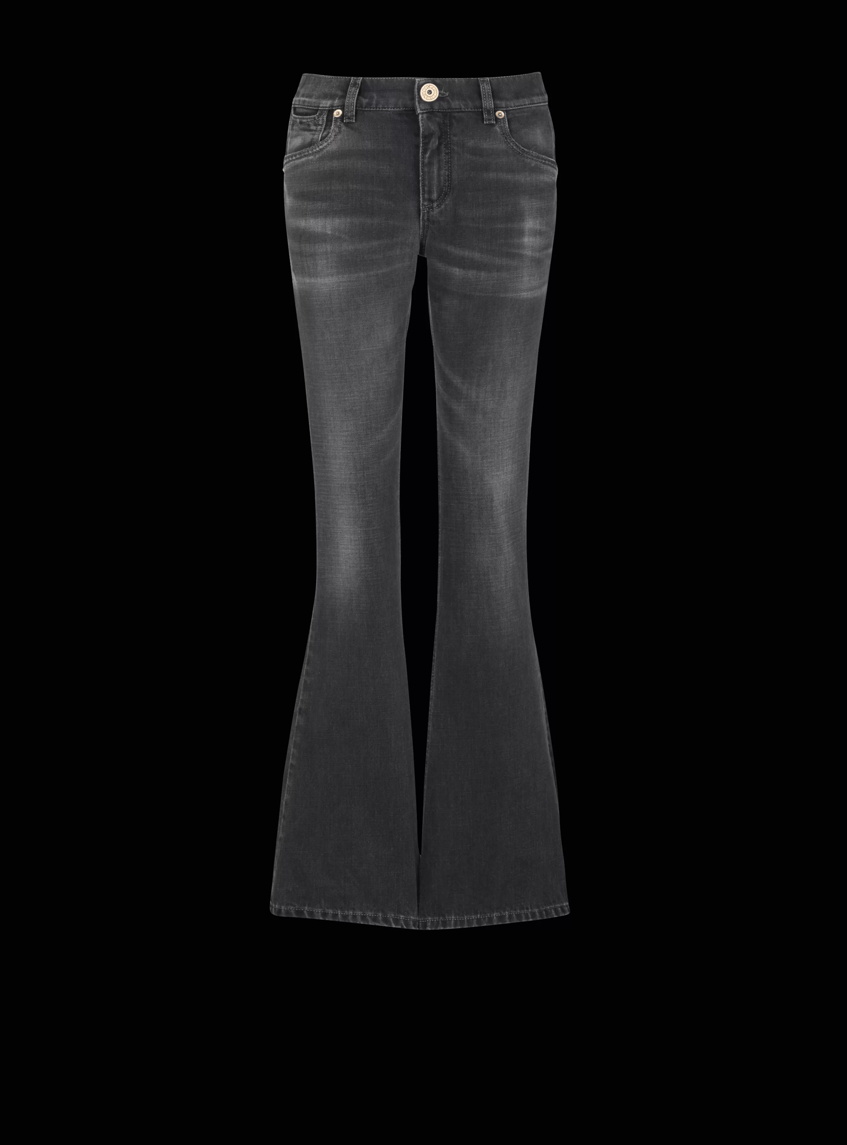 Balmain Denim-Western Bootcut Denim Jeans black