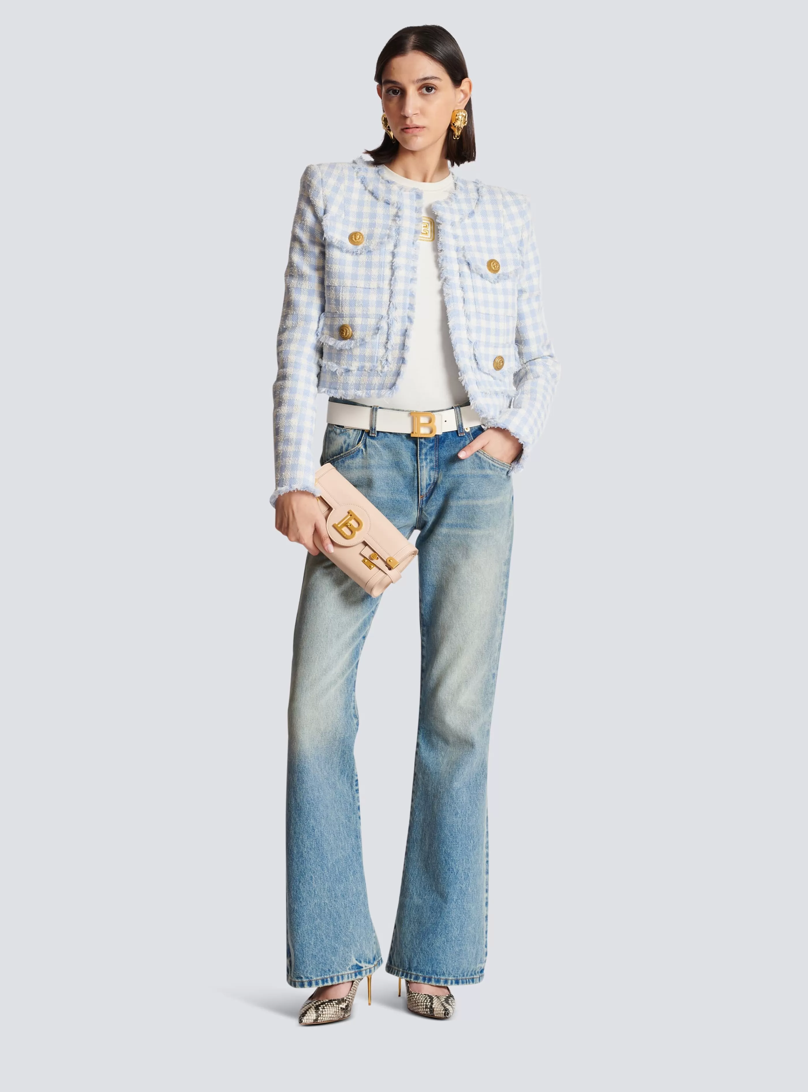 Balmain Denim-Western Bootcut Denim Jeans blue