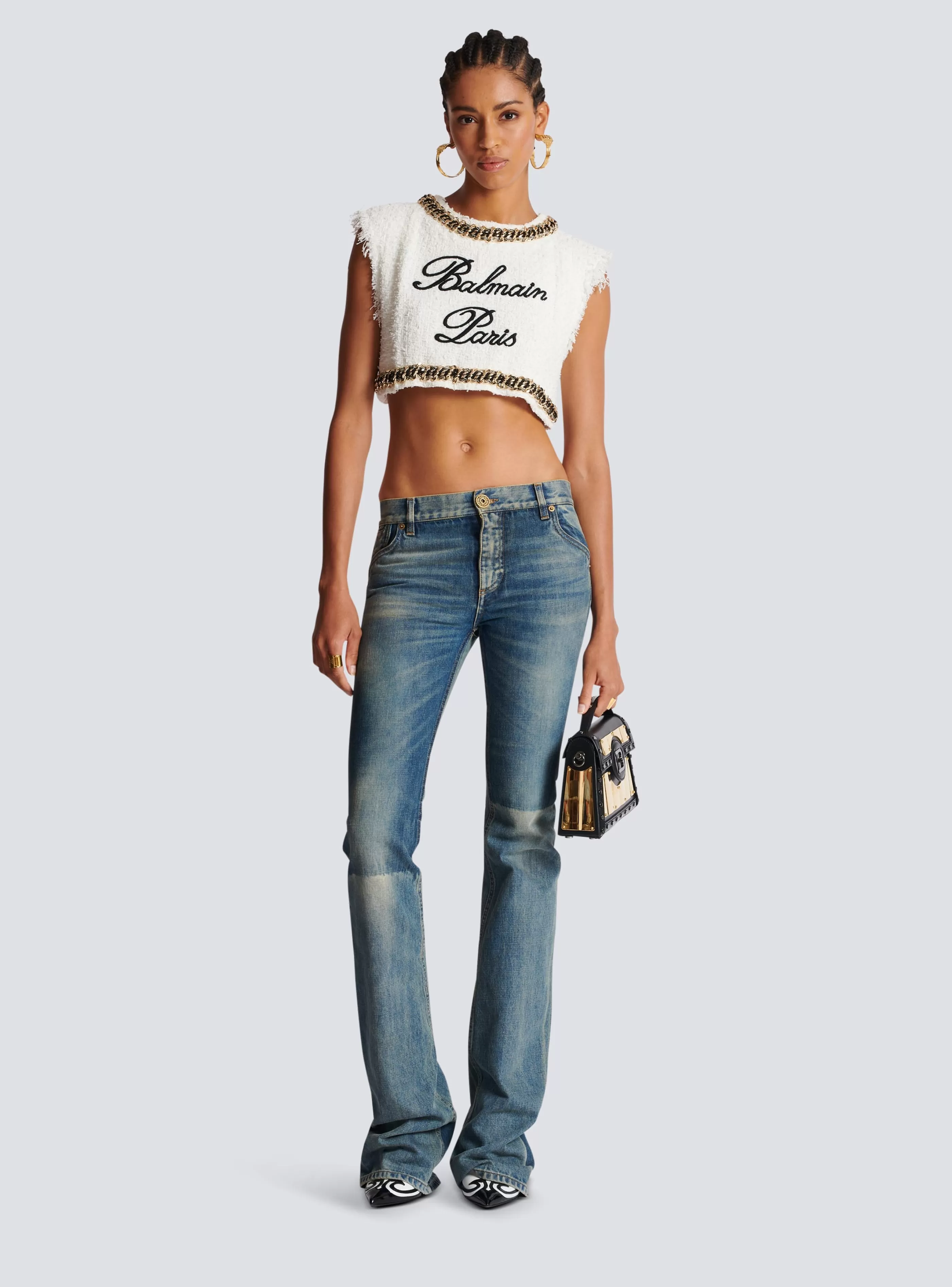 Balmain Denim-Western Bootcut Denim Jeans blue