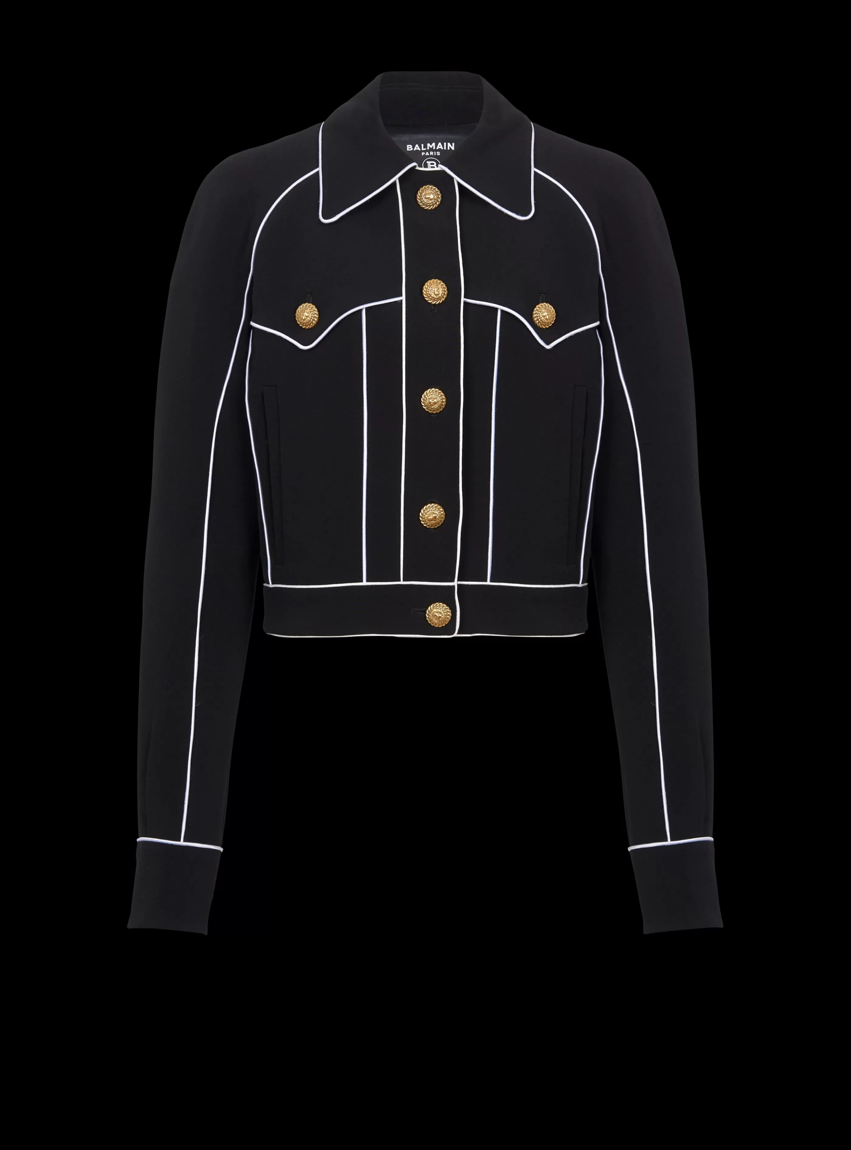 Balmain Capispalla-Western Crepe Jacket black