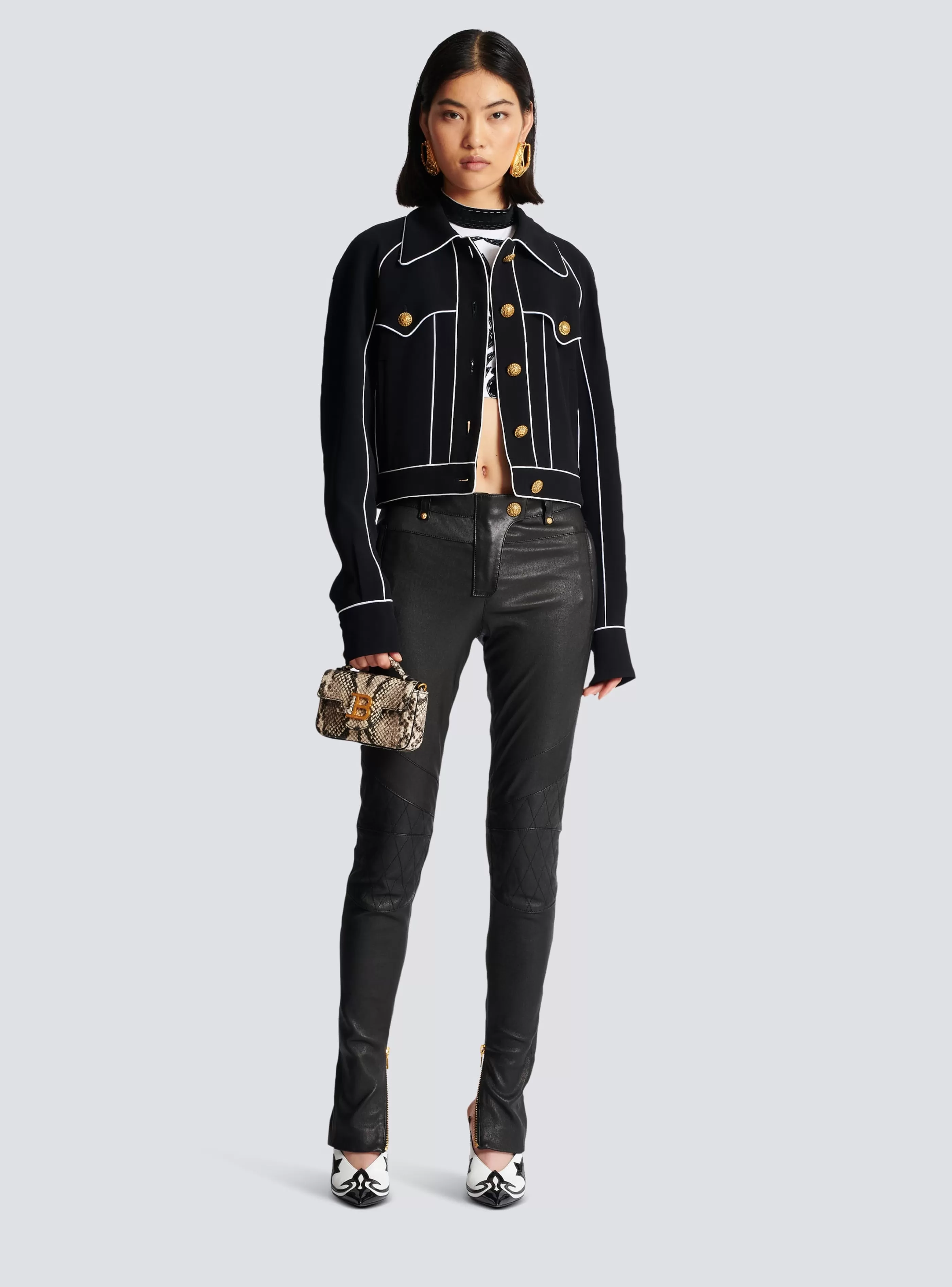Balmain Capispalla-Western Crepe Jacket black