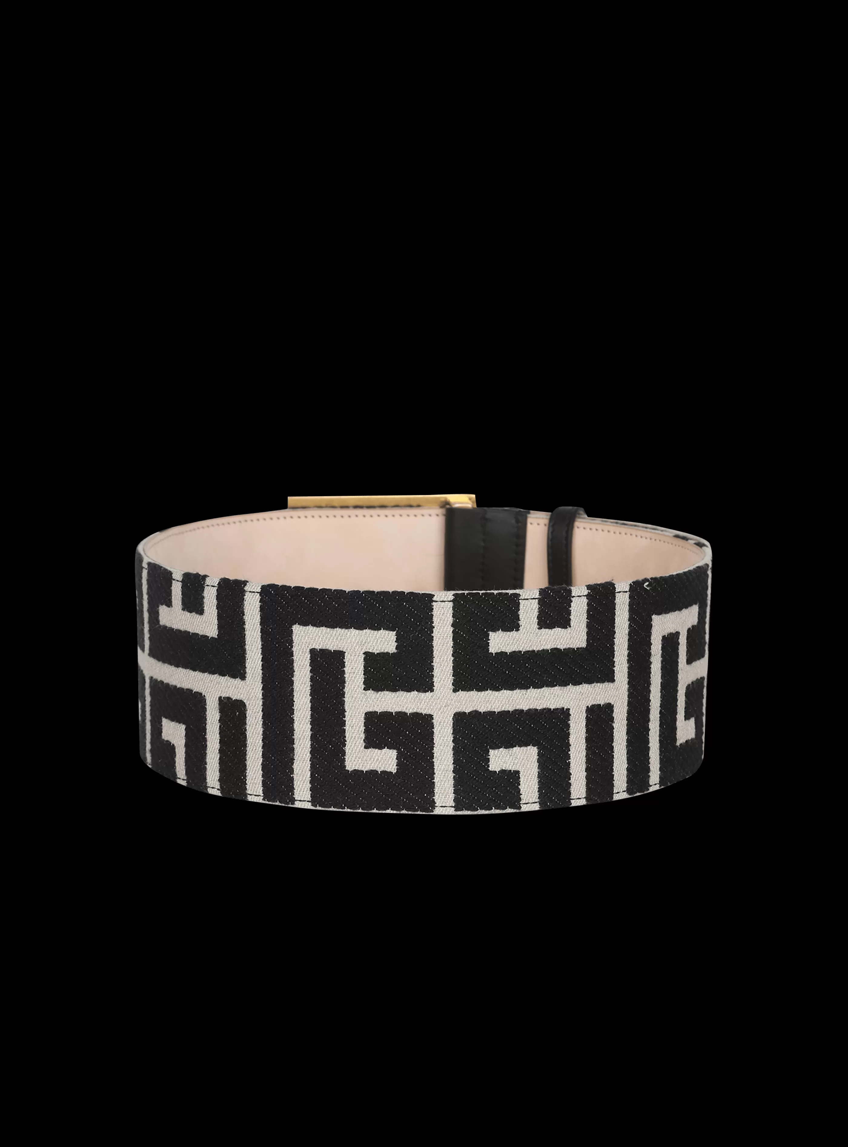 Balmain Cinture-Wide Bicolor Jacquard PB Belt Belt black