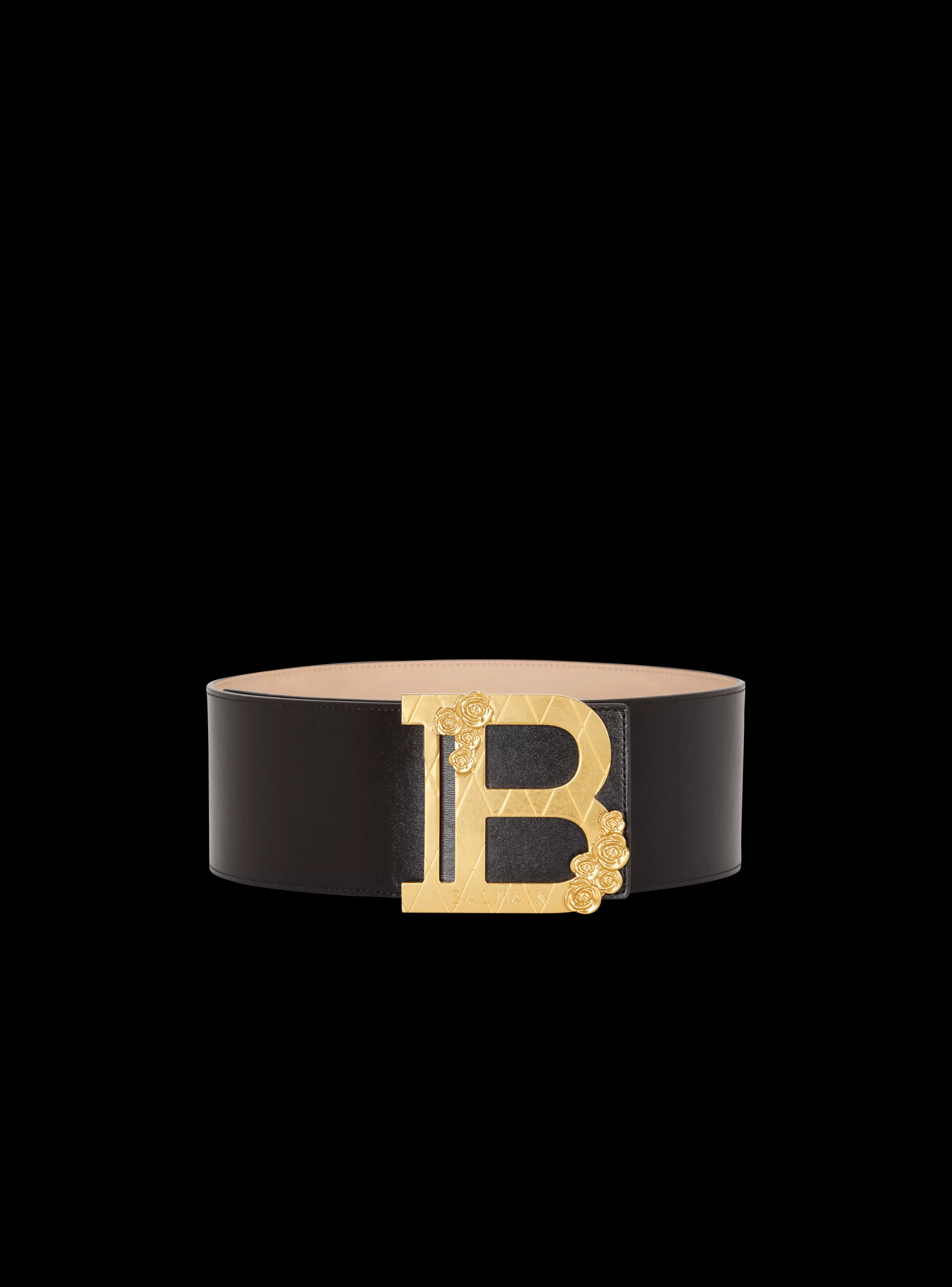 Balmain Cinture-Wide Calfskin B-Belt black