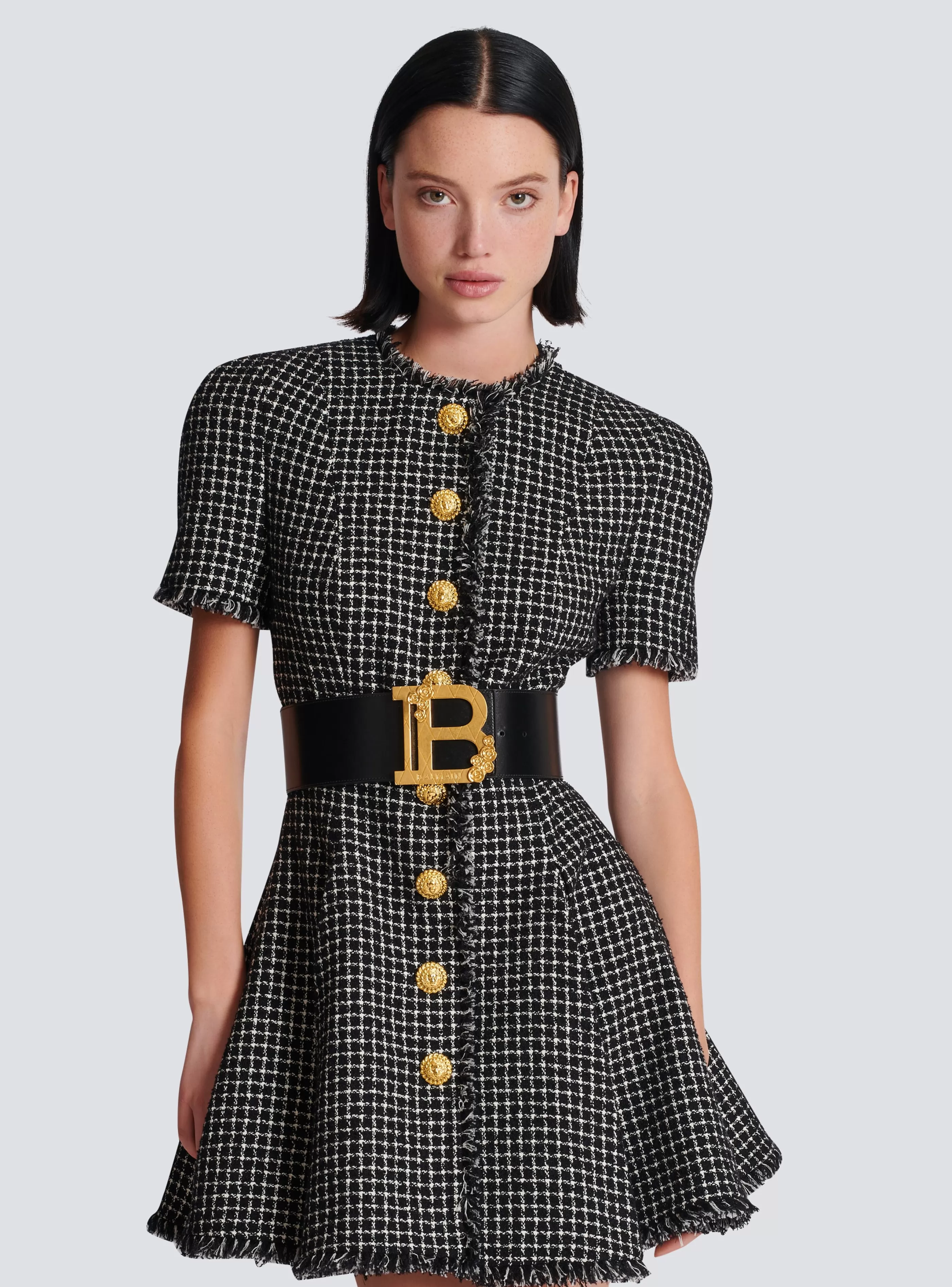 Balmain Cinture-Wide Calfskin B-Belt black