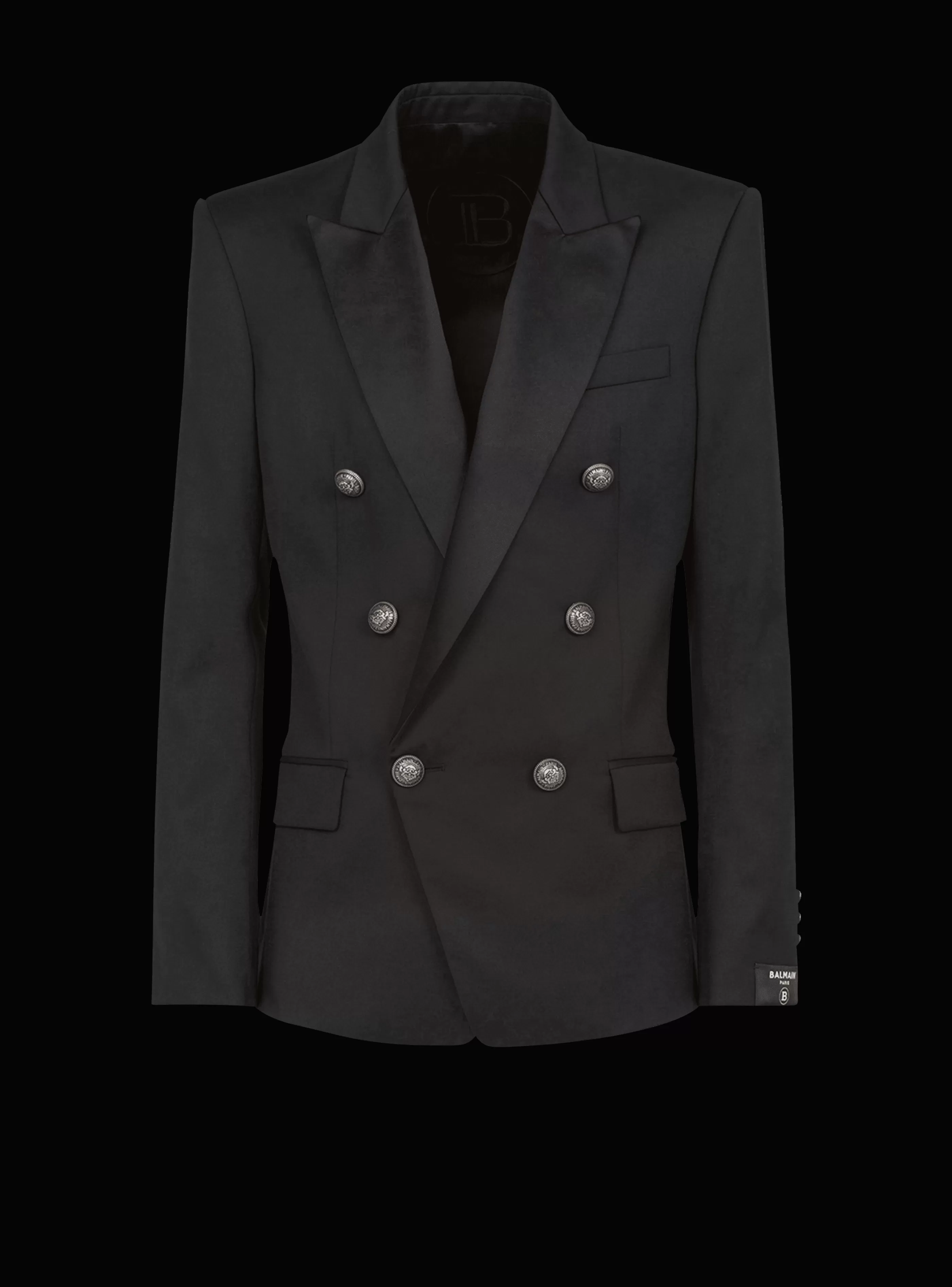 Balmain Giacche E Blazers-Wool Blazer With Double-breasted Silver-tone Buttoned Fastening black