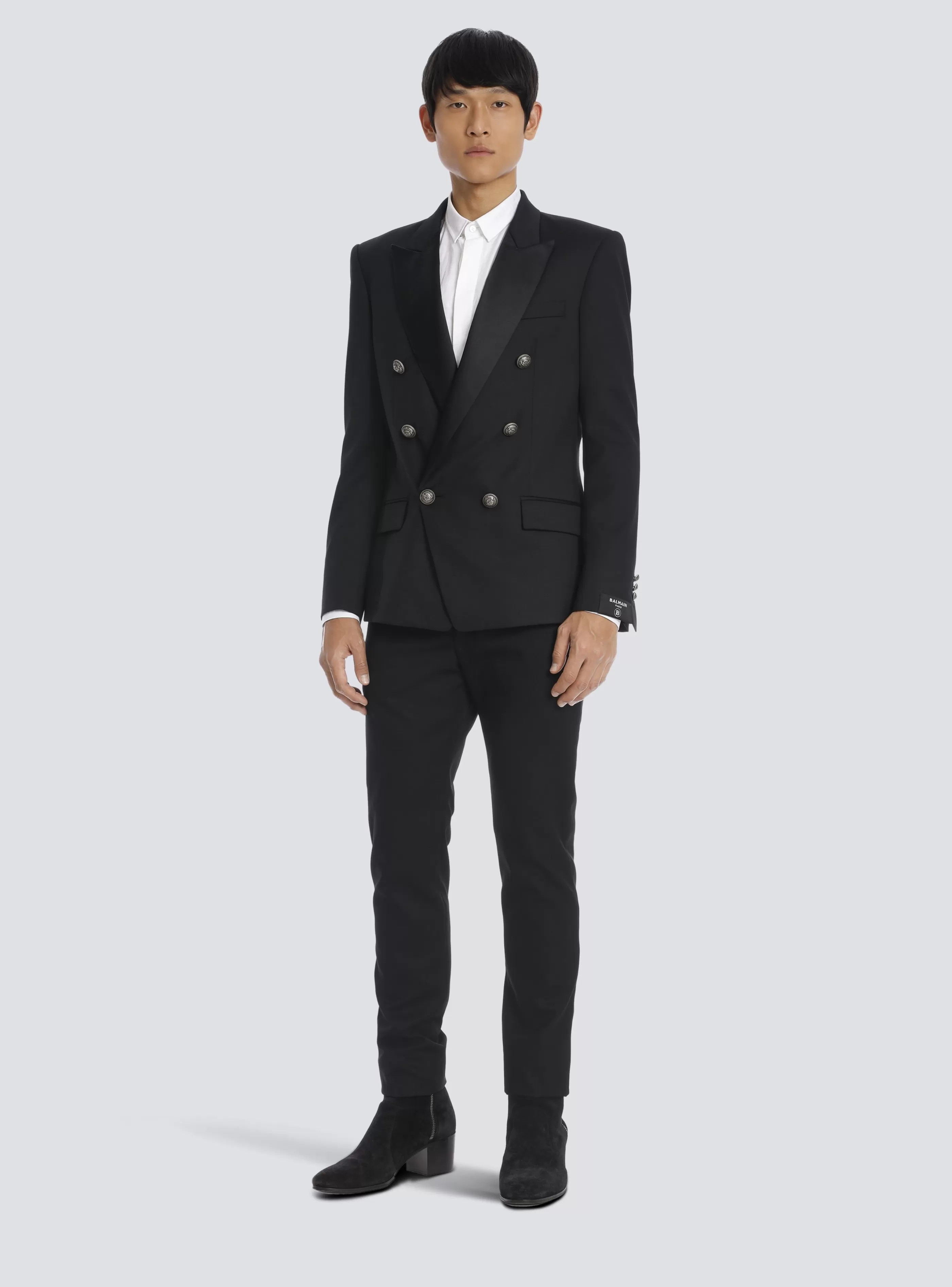 Balmain Giacche E Blazers-Wool Blazer With Double-breasted Silver-tone Buttoned Fastening black