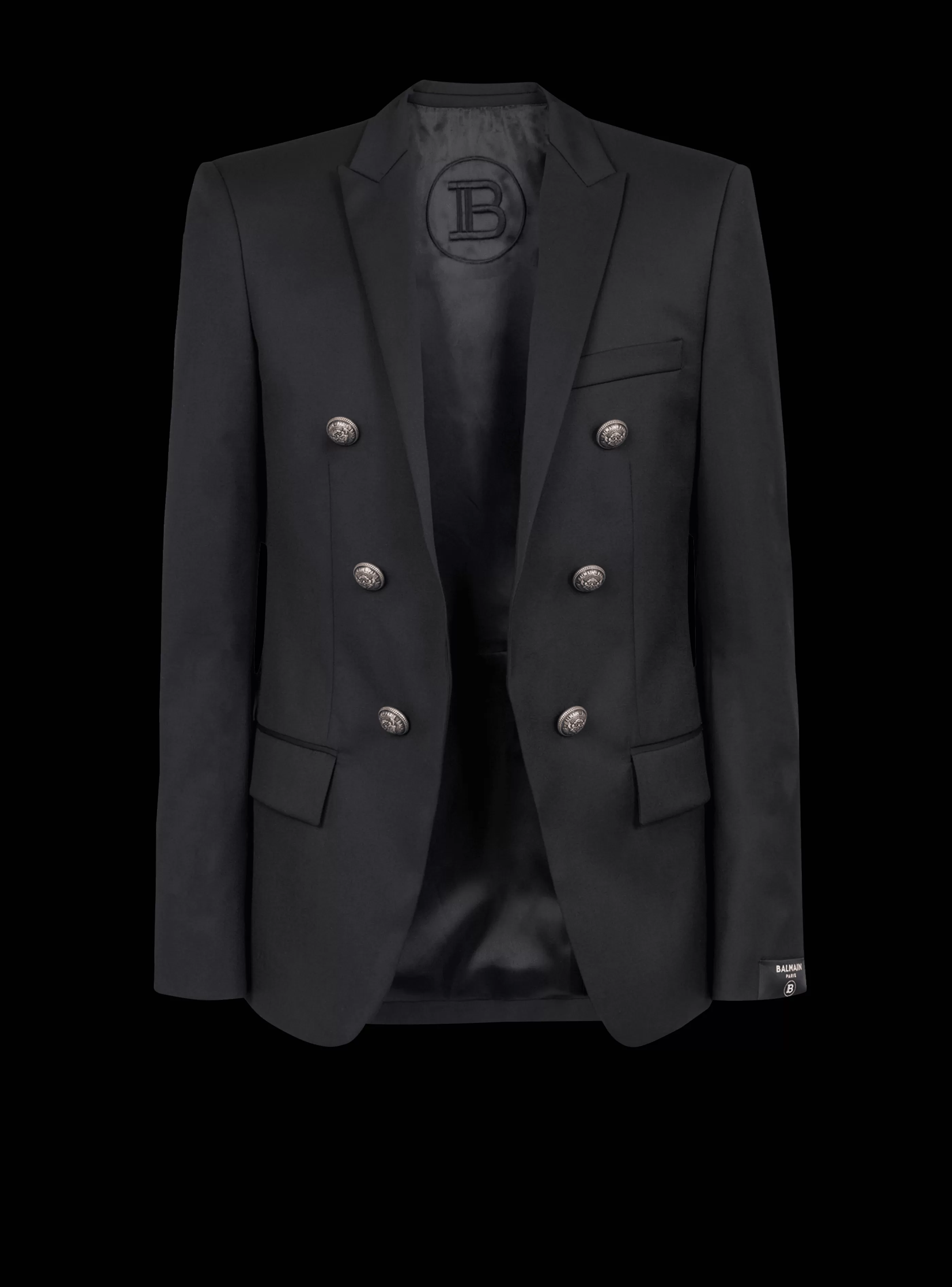 Balmain Giacche E Blazers-Wool Blazer With Double-breasted Silver-tone Buttoned Fastening black