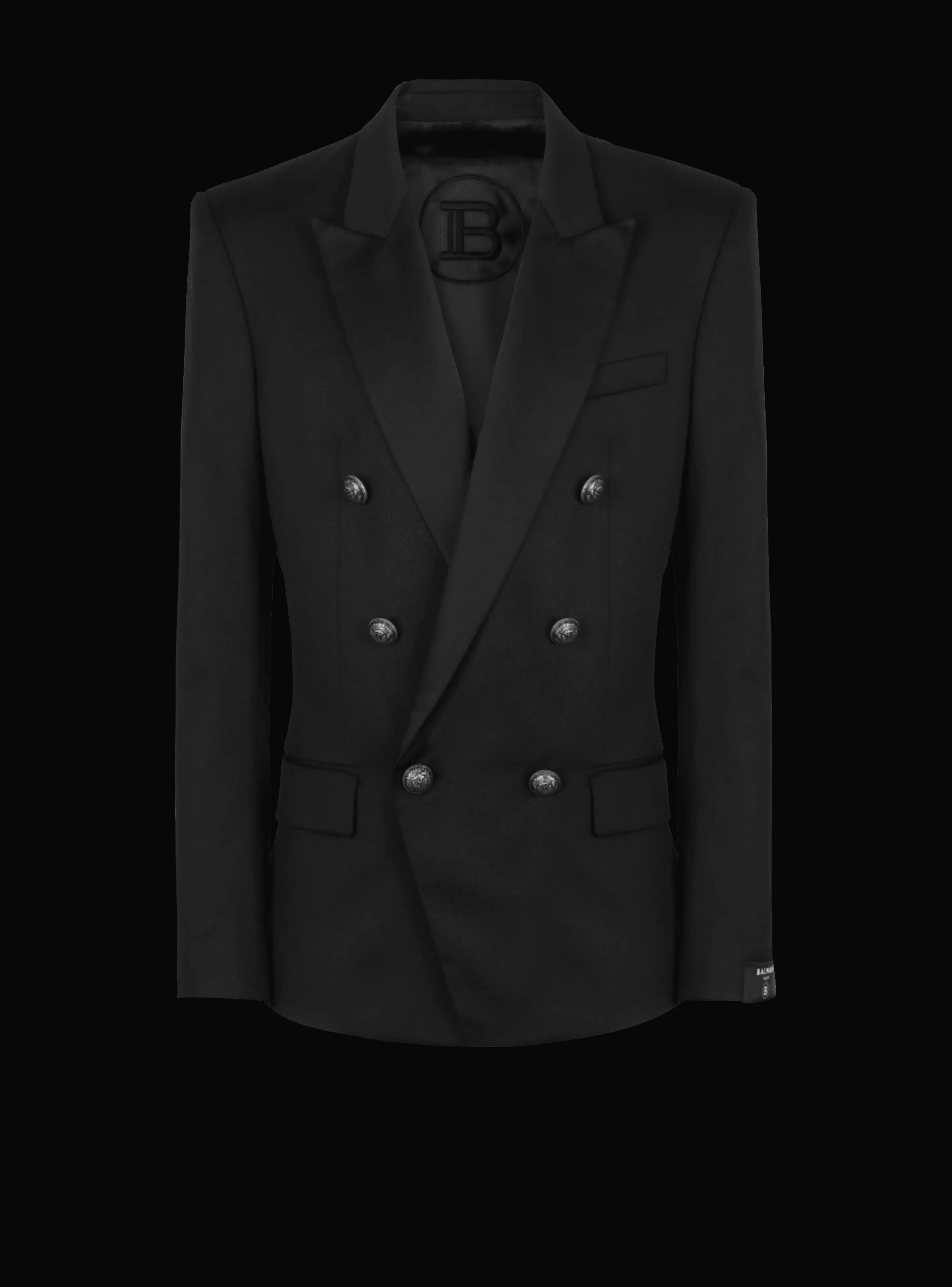 Balmain Giacche E Blazers-Wool Blazer With Double-breasted Silver-tone Buttoned Fastening black