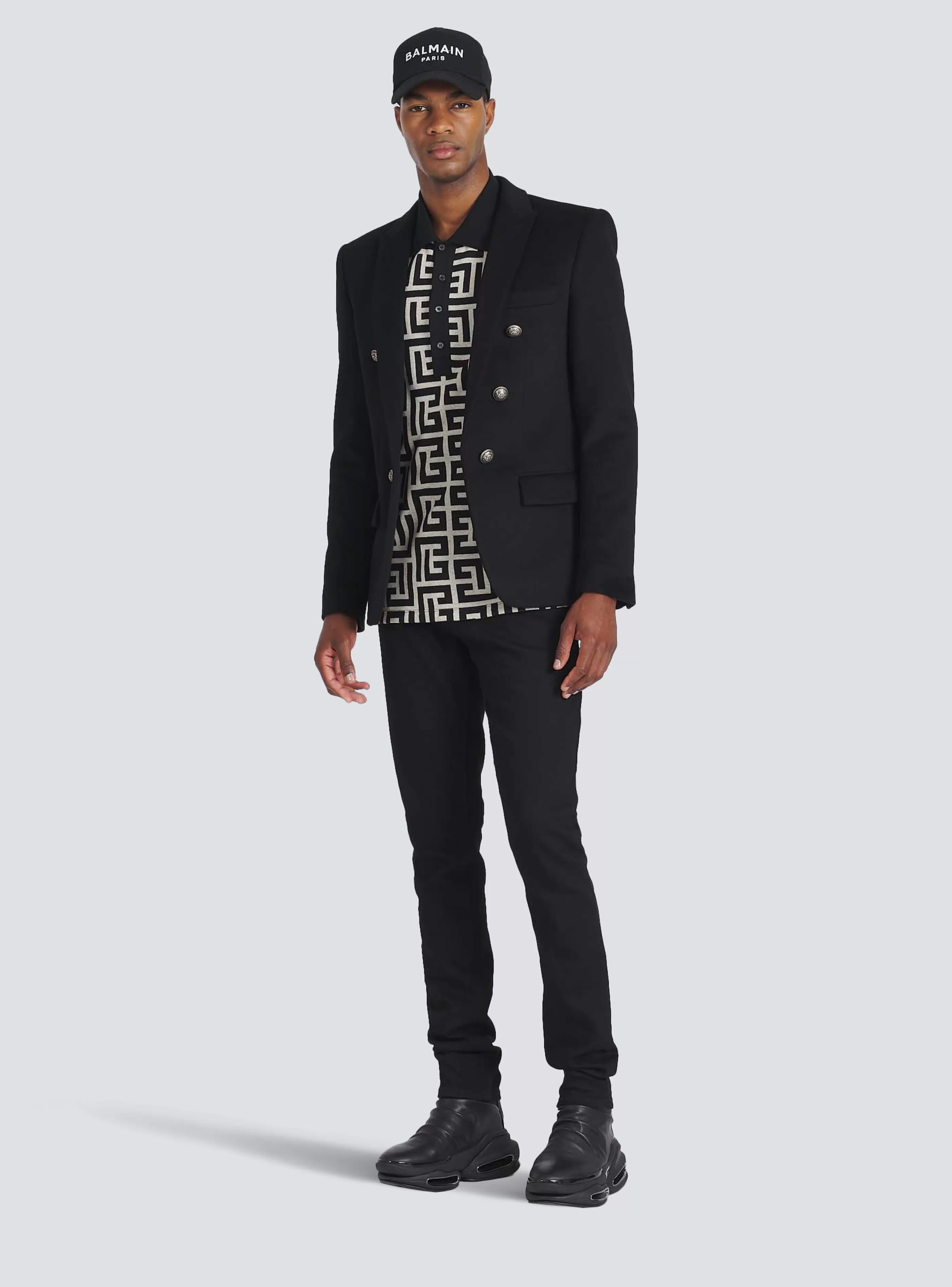 Balmain Giacche E Blazers-Wool Blazer With Double-breasted Silver-tone Buttoned Fastening black