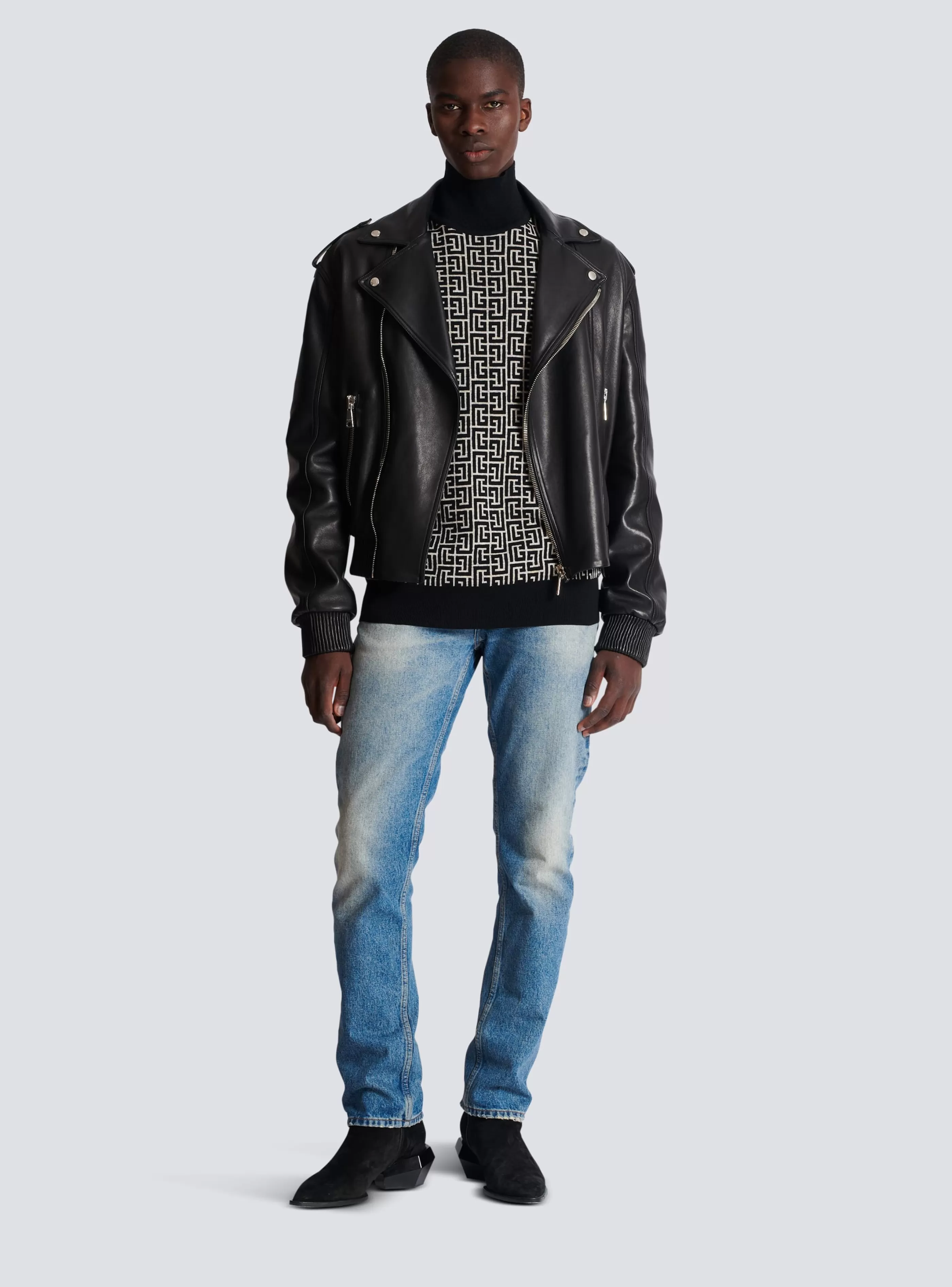 Balmain Maglieria-Wool Turtleneck Sweater black